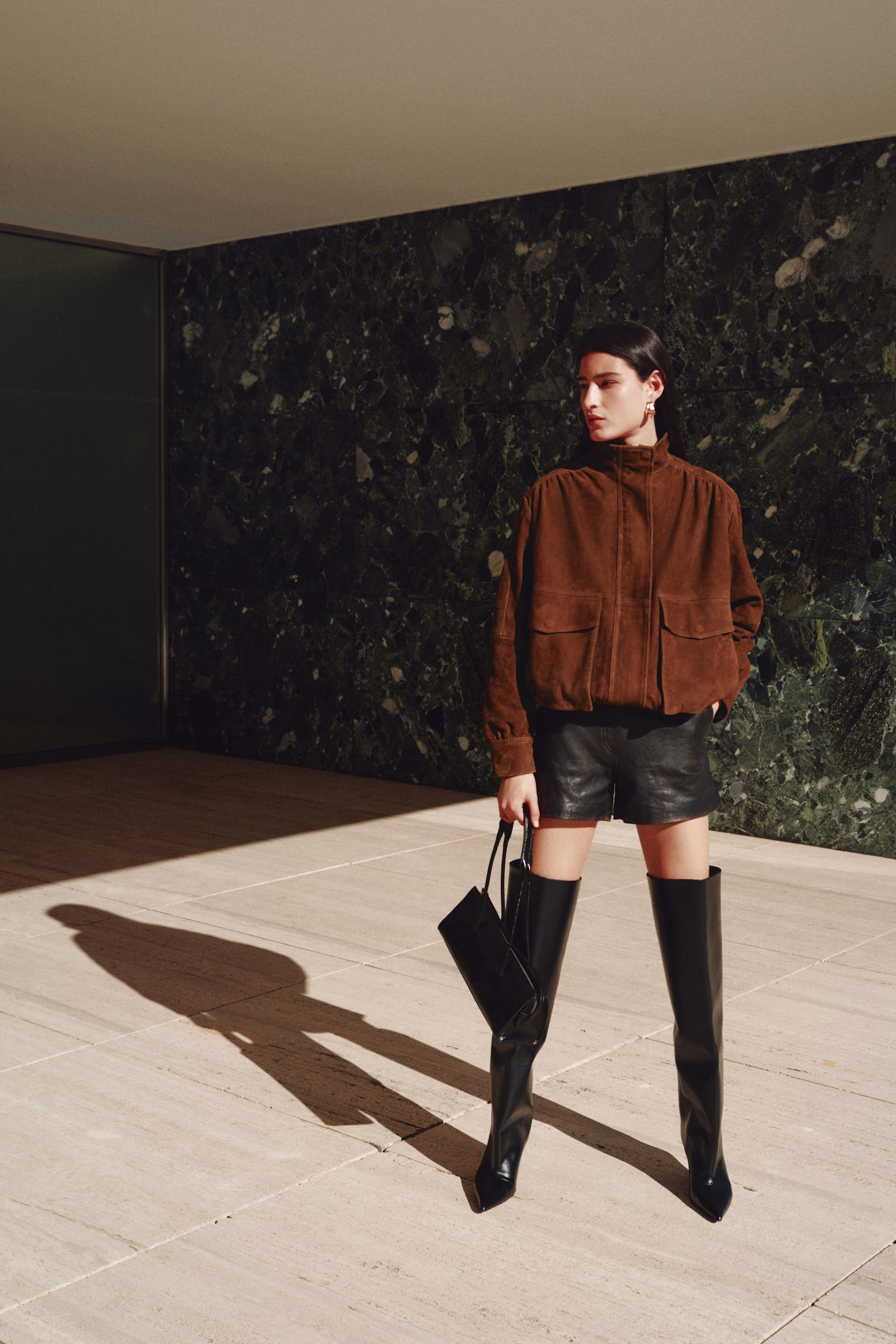 Oversized suede jacket - Brown - 5
