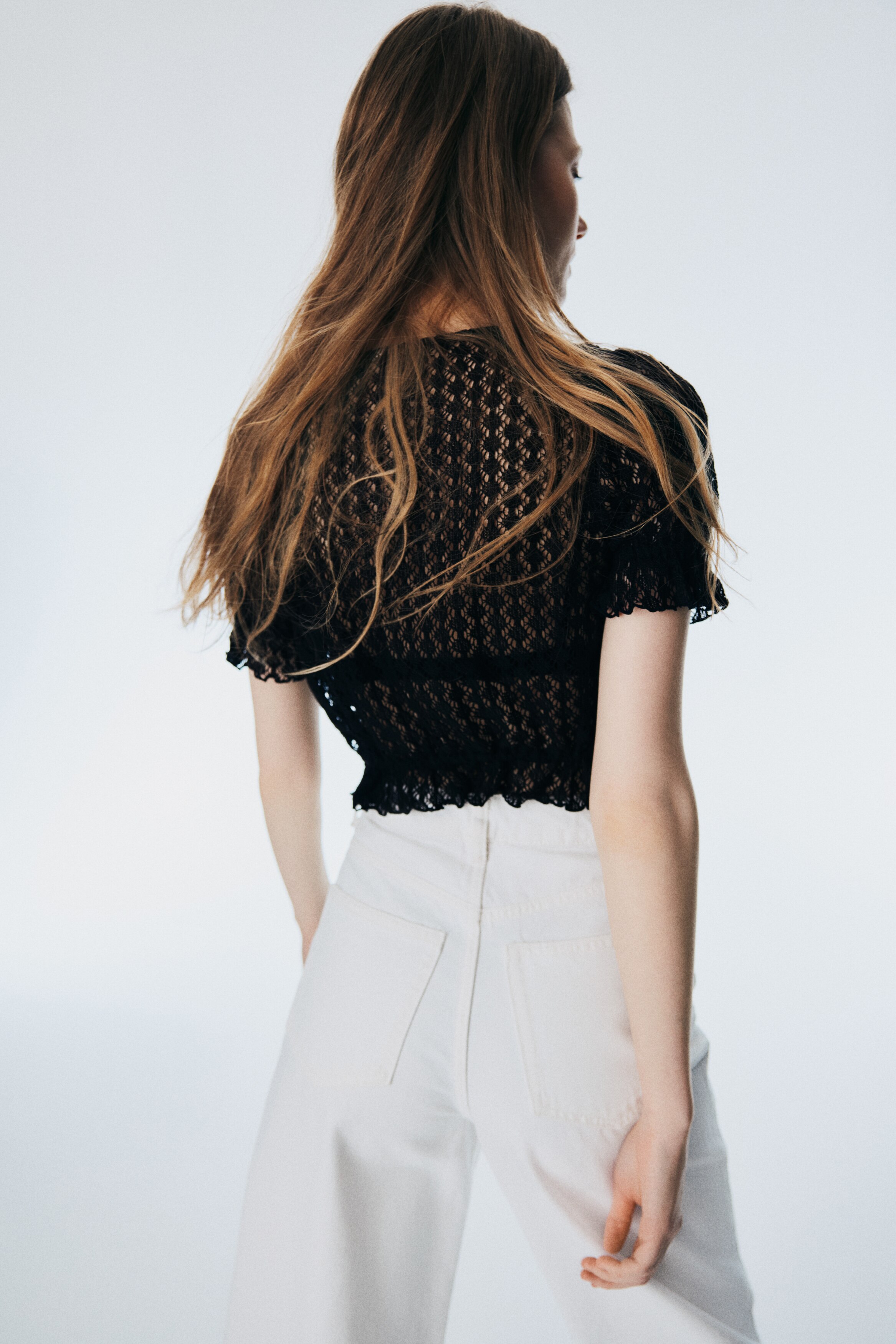 Pointelle-knit top