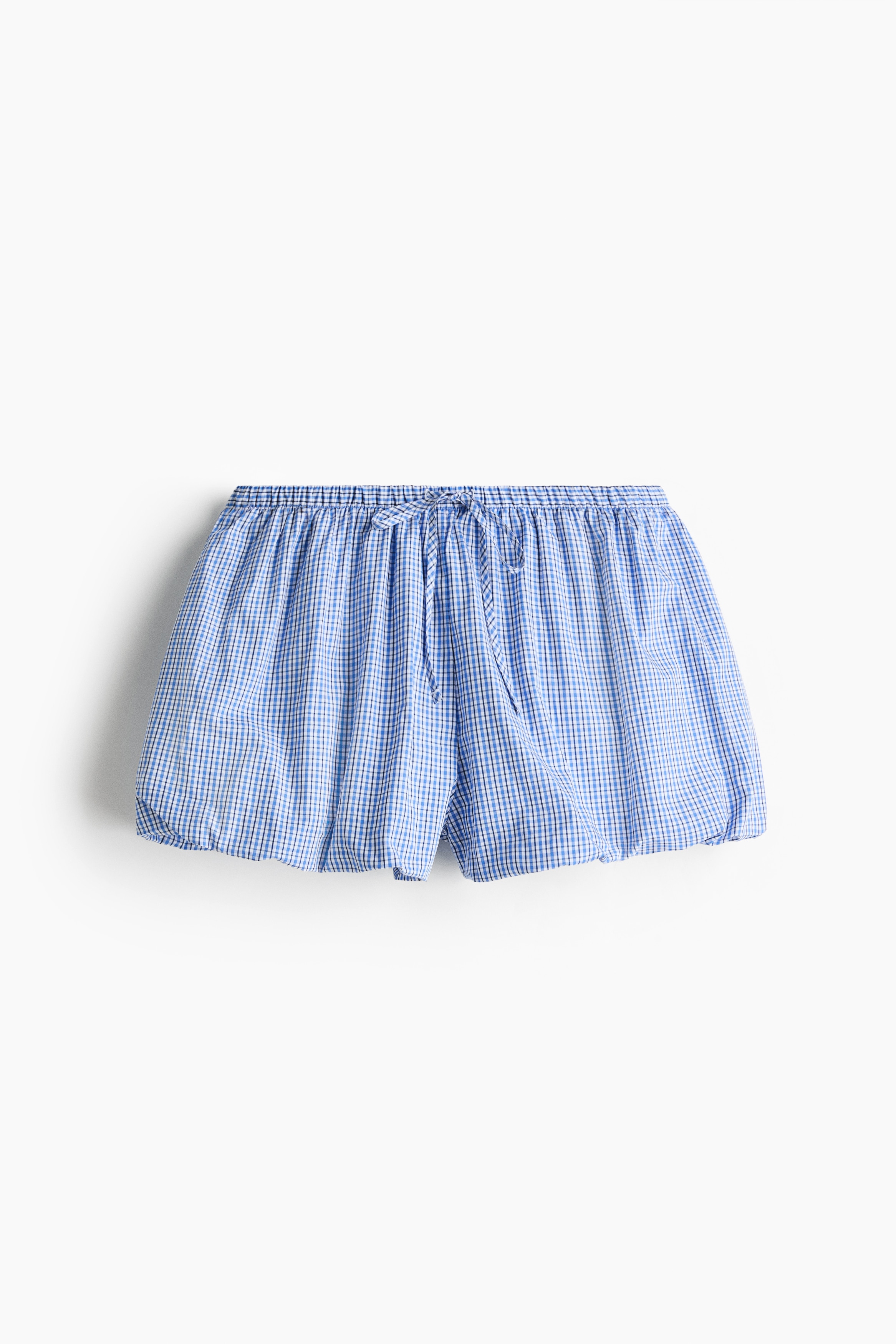 Cotton Balloon-Leg Beach Shorts - Light blue/checked