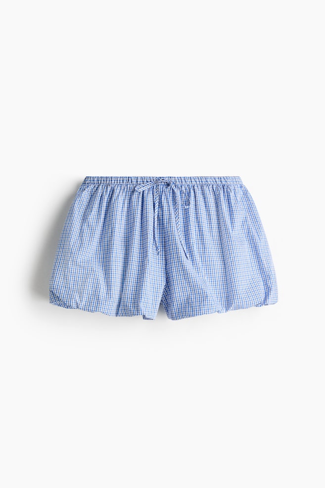 Șort de plajă bufant din bumbac - Albastru-deschis/în carouri/Albastru/Roșu/carouri gingham - 1