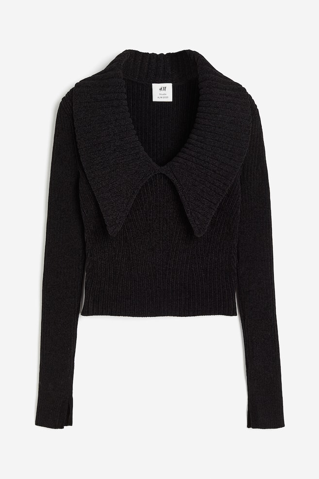 Chenille Chelsea-collar jumper - Charcoal grey - 2