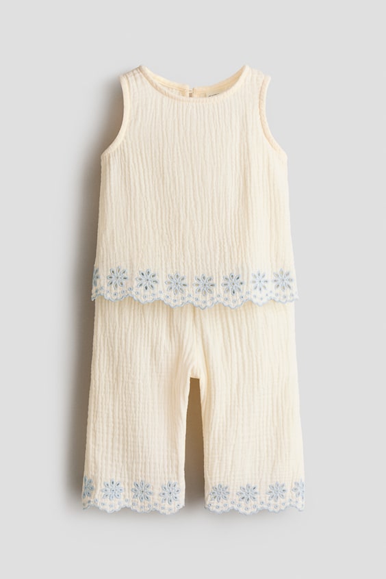 Детские топы H&M 2-Piece Embroidered-Detail Cotton Set