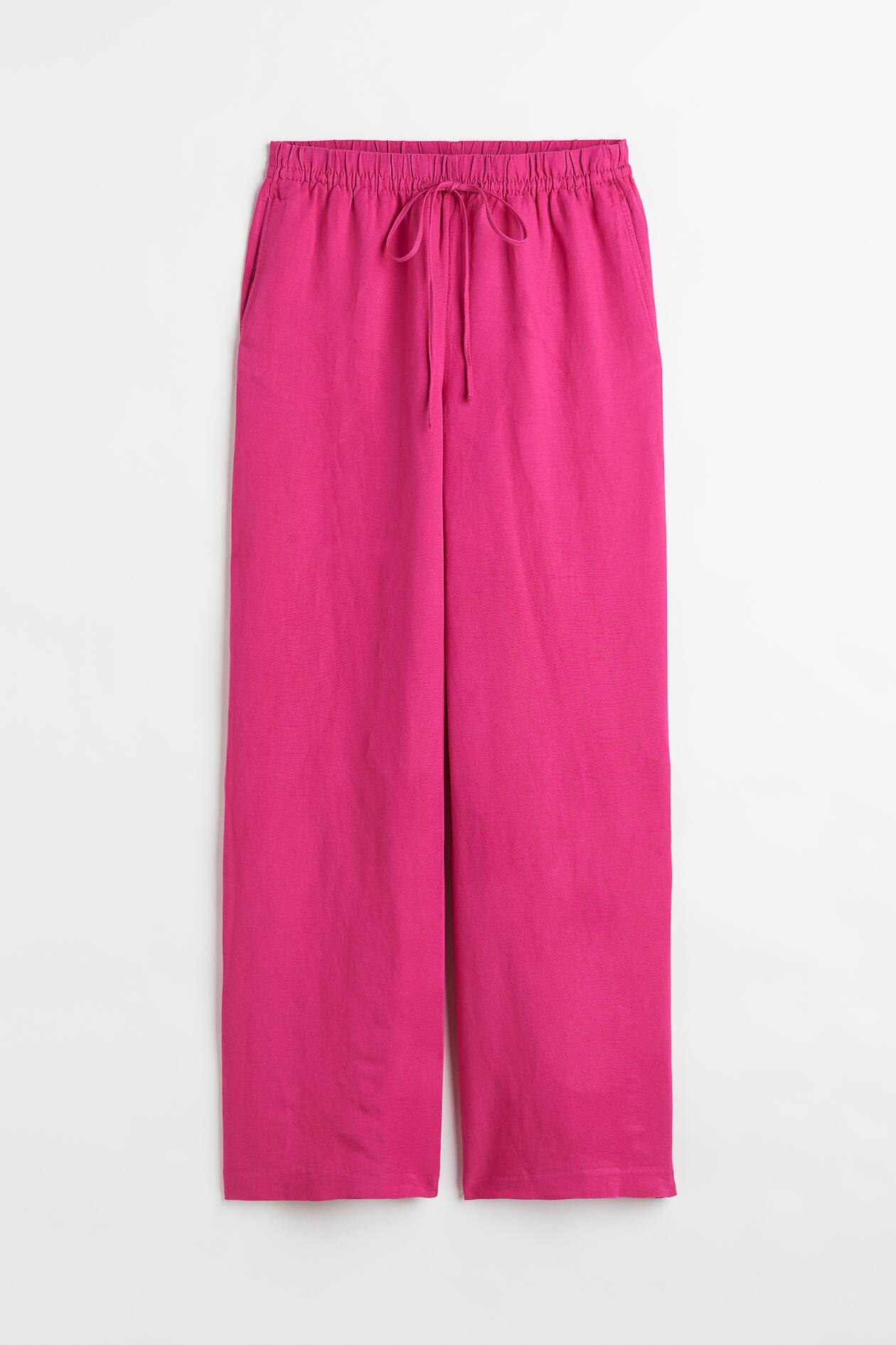 Wide-leg Linen-blend Pants - Cerise - Ladies | H&M US