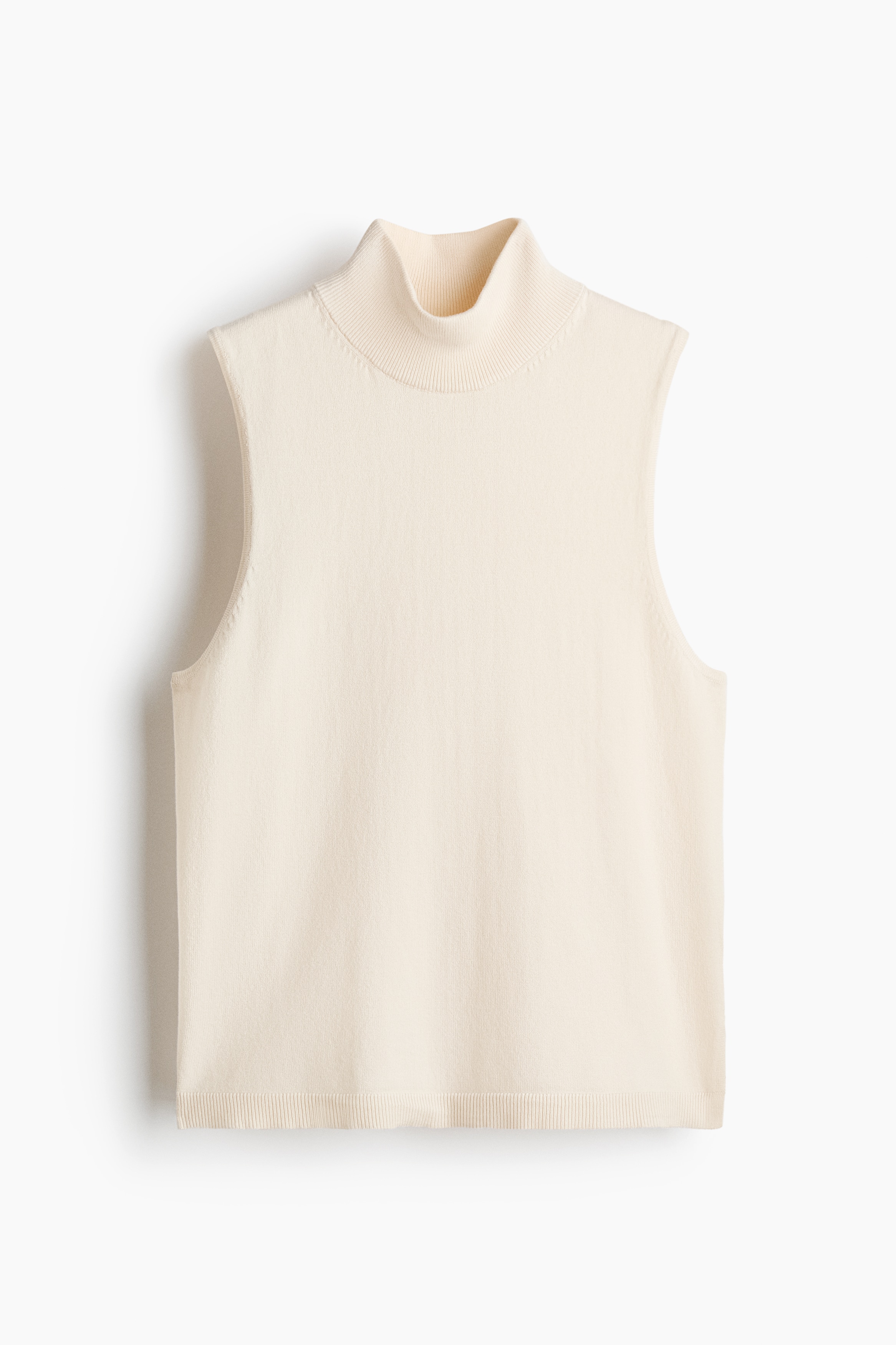 Mock Turtleneck Sweater Vest - Cream/Beige/Burgundy