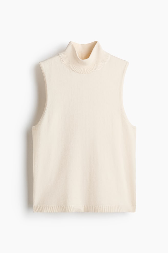 Mock Turtleneck Sweater Vest - Cream/Beige/Burgundy - 1