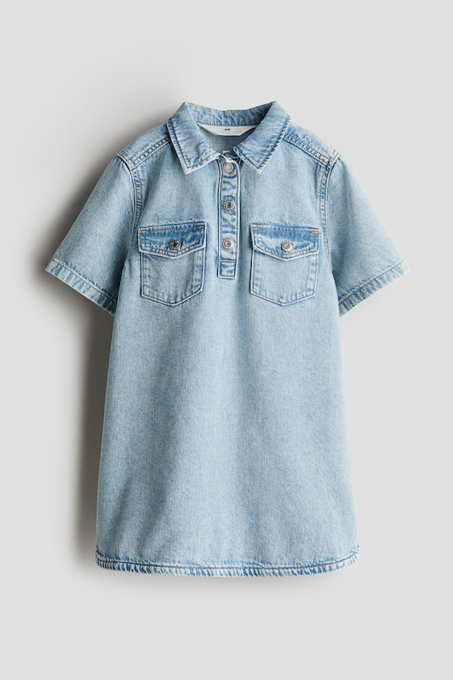 Blusenkleid aus Denim - Helles Denimblau - 1