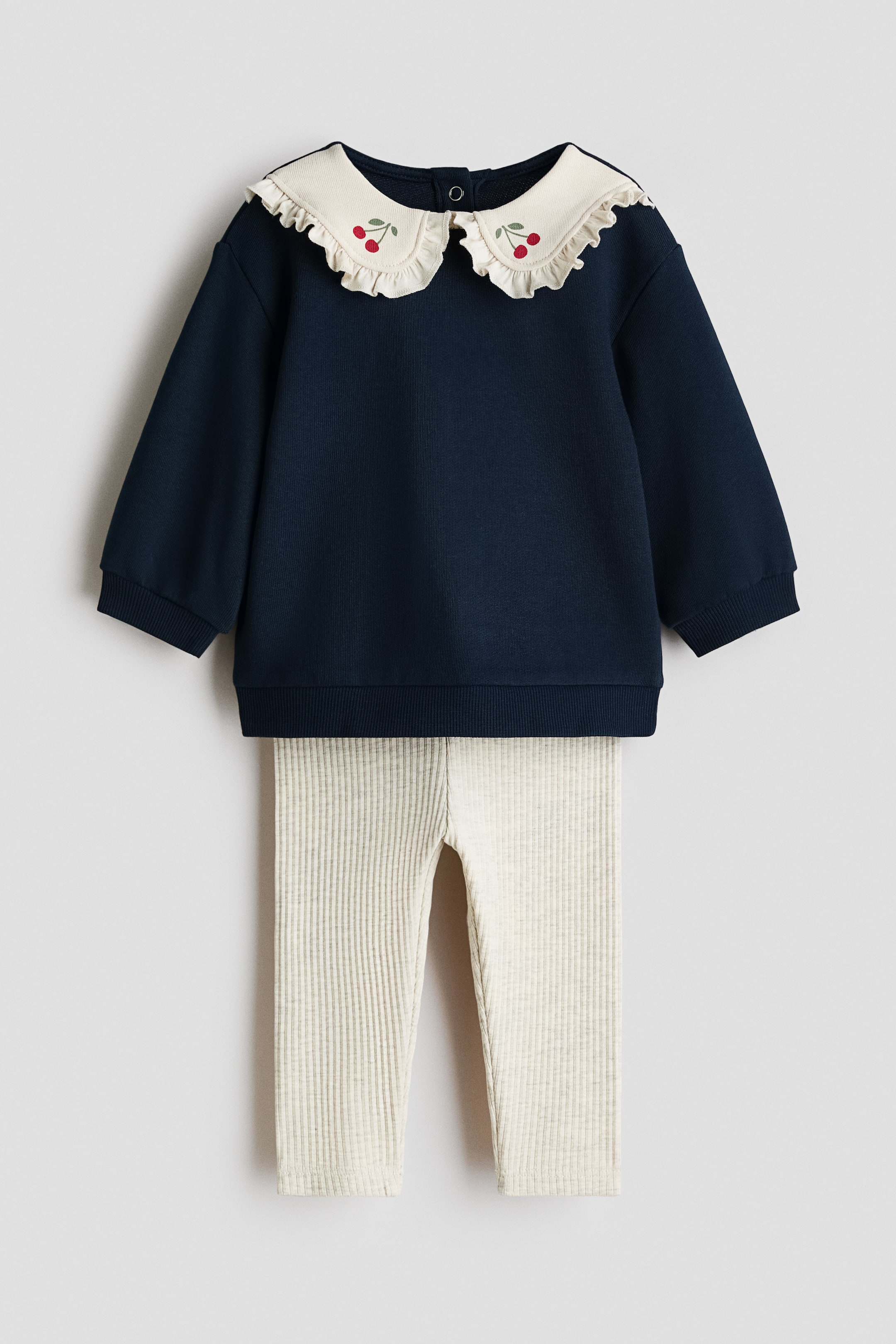 Grösseres Bild ansehen: 2-teiliges Set mit Shirt und Leggings - Marineblau/Kirschen - KINDER | H&M CH 1