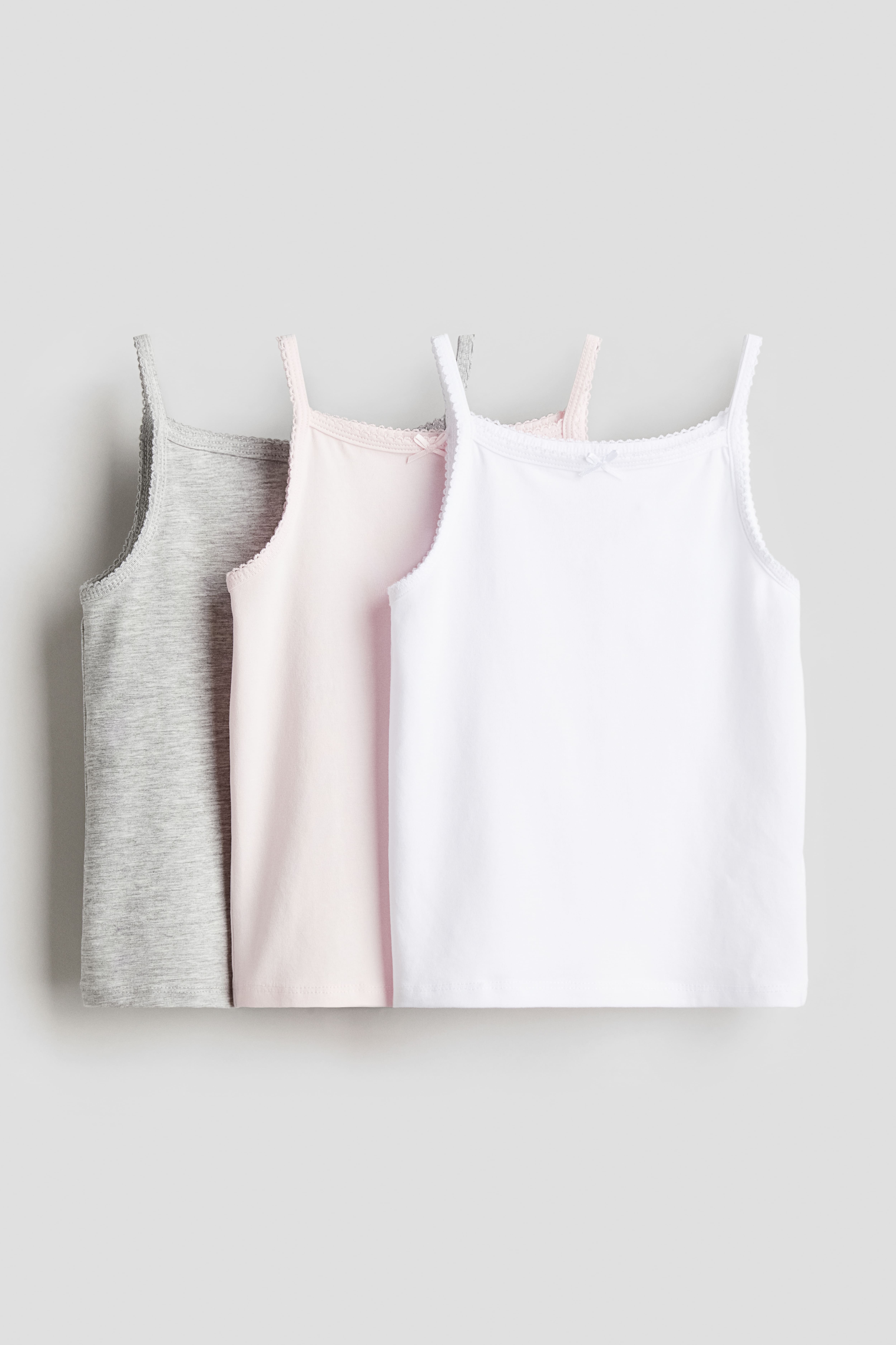 3-pack Jersey Tank Tops - Sleeveless - Regular length - Light gray  melange/light pink - Kids | H&M US