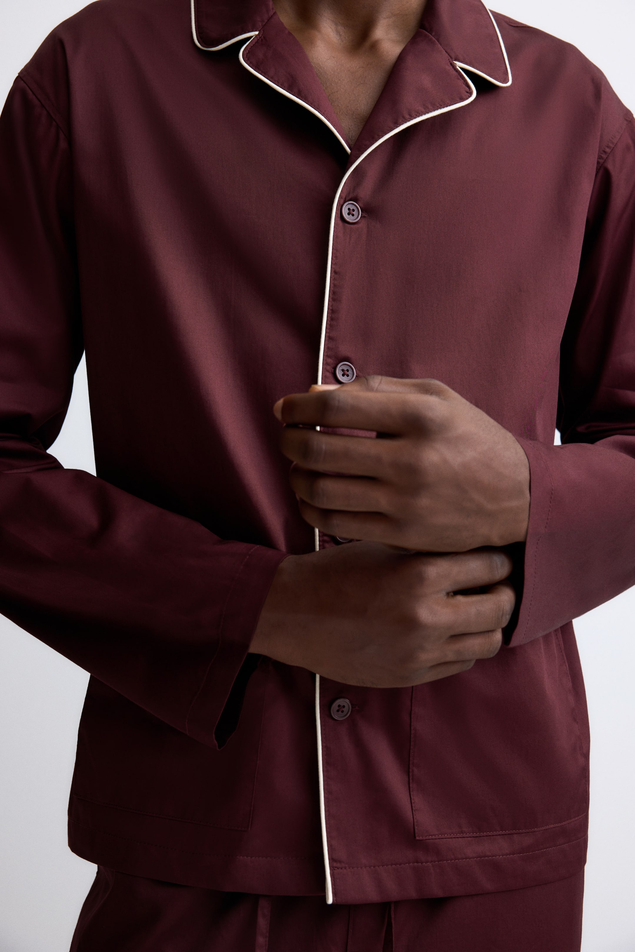 View larger image: Cotton pyjama shirt and bottoms - Burgundy - Men | H&M IN 2