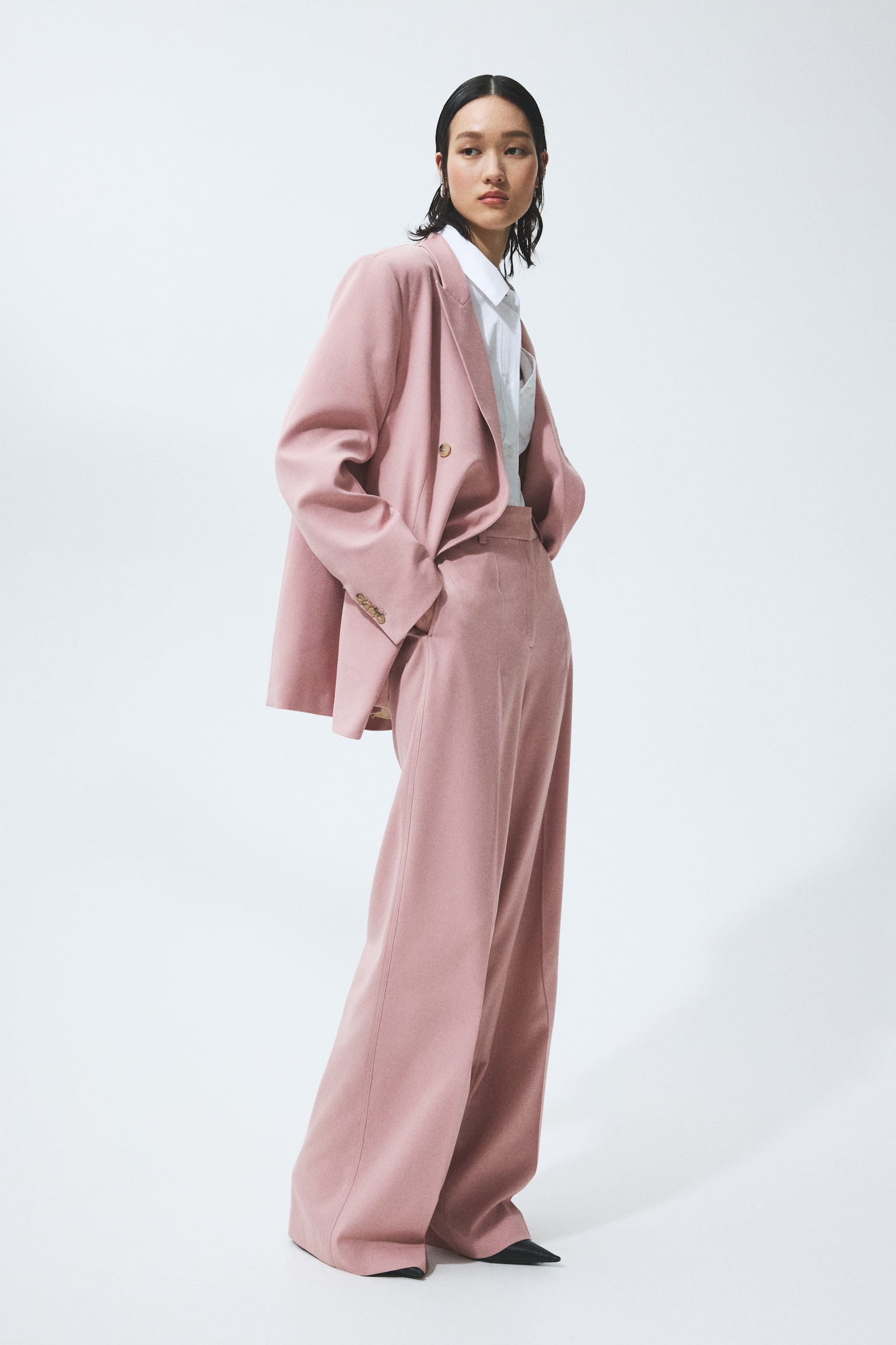 בלייזר עם כפתרה כפולה - ורוד בהיר/בז' בהיר - 1