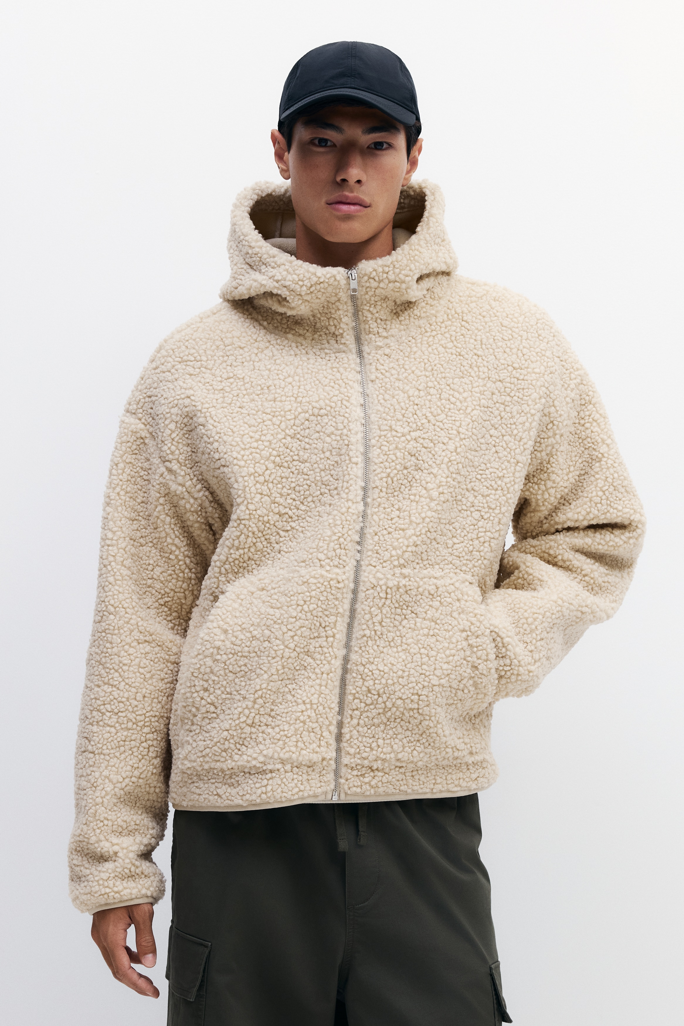 Loose Fit Teddy zip-through hoodie