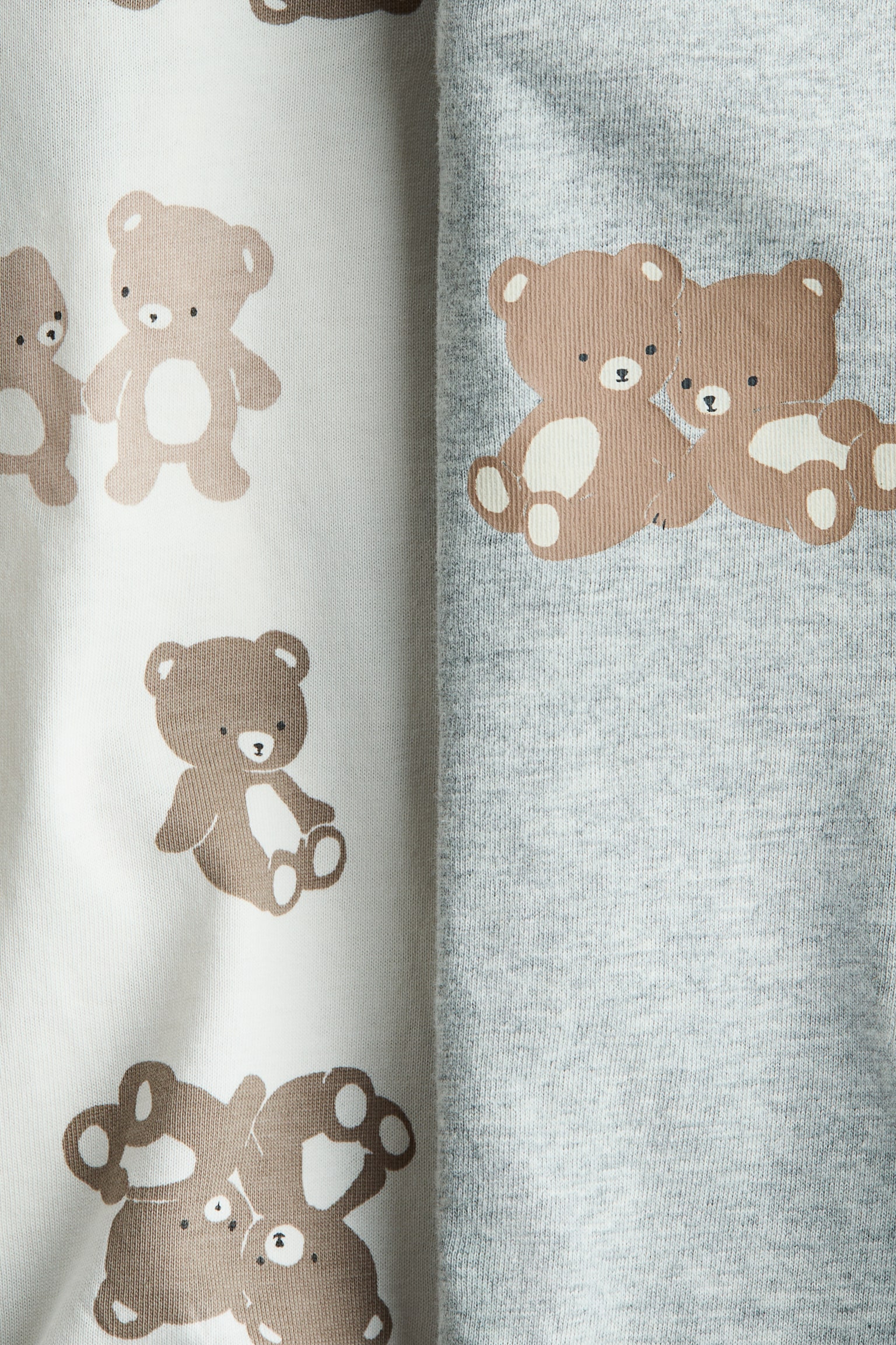 2-pak natdragt med lynlås - Lysegrå/Bamser/Lyseblå/Skyer/Lys beige/Hvid/Lyslilla/Hjerter - 2