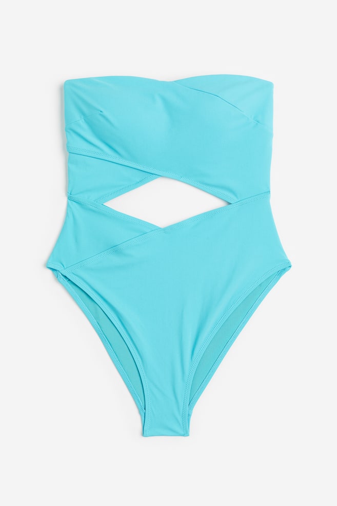 High-leg bandeau swimsuit - Bright turquoise - 2