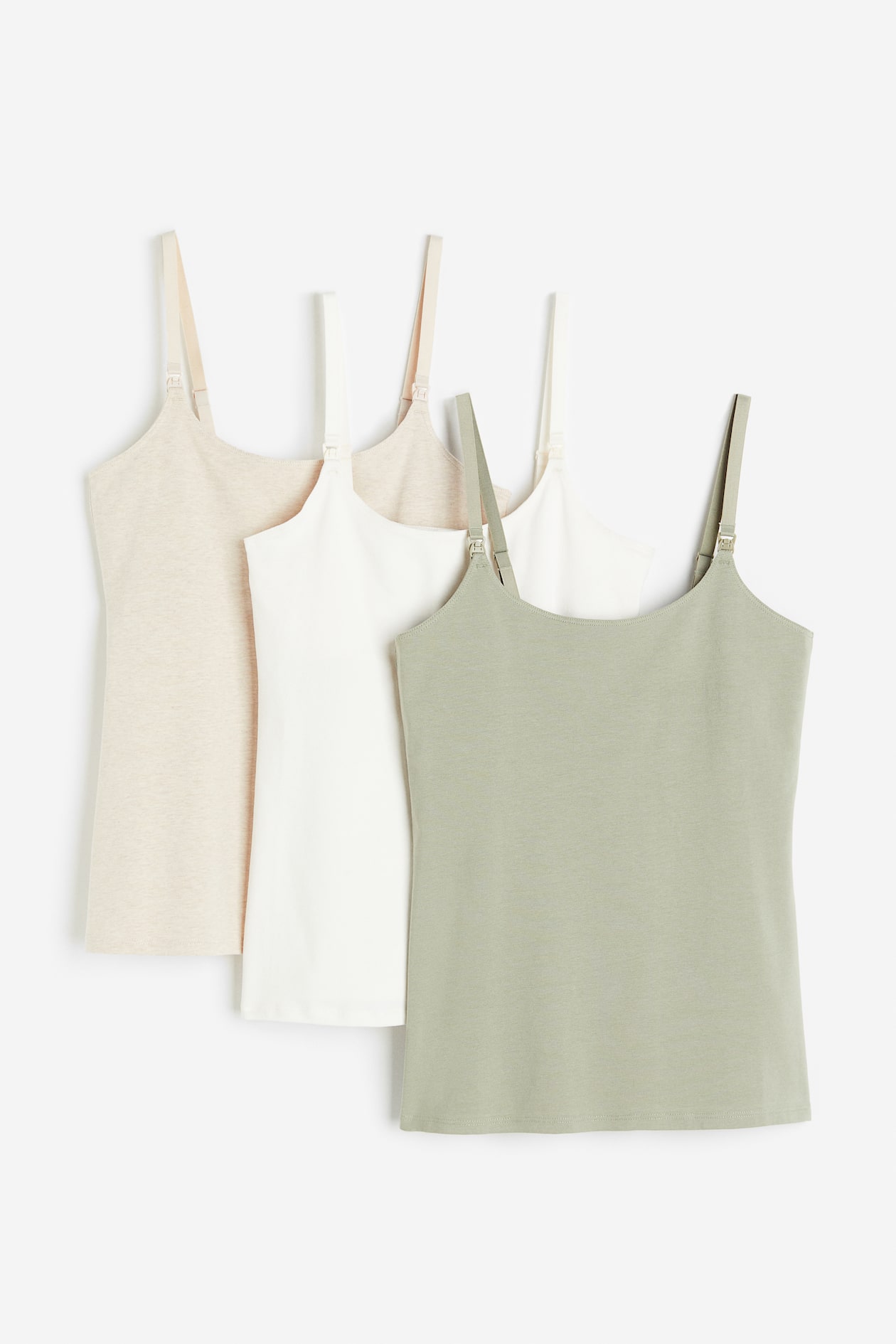 MAMA 3pack nursing vest tops Round neck Sleeveless Khaki green