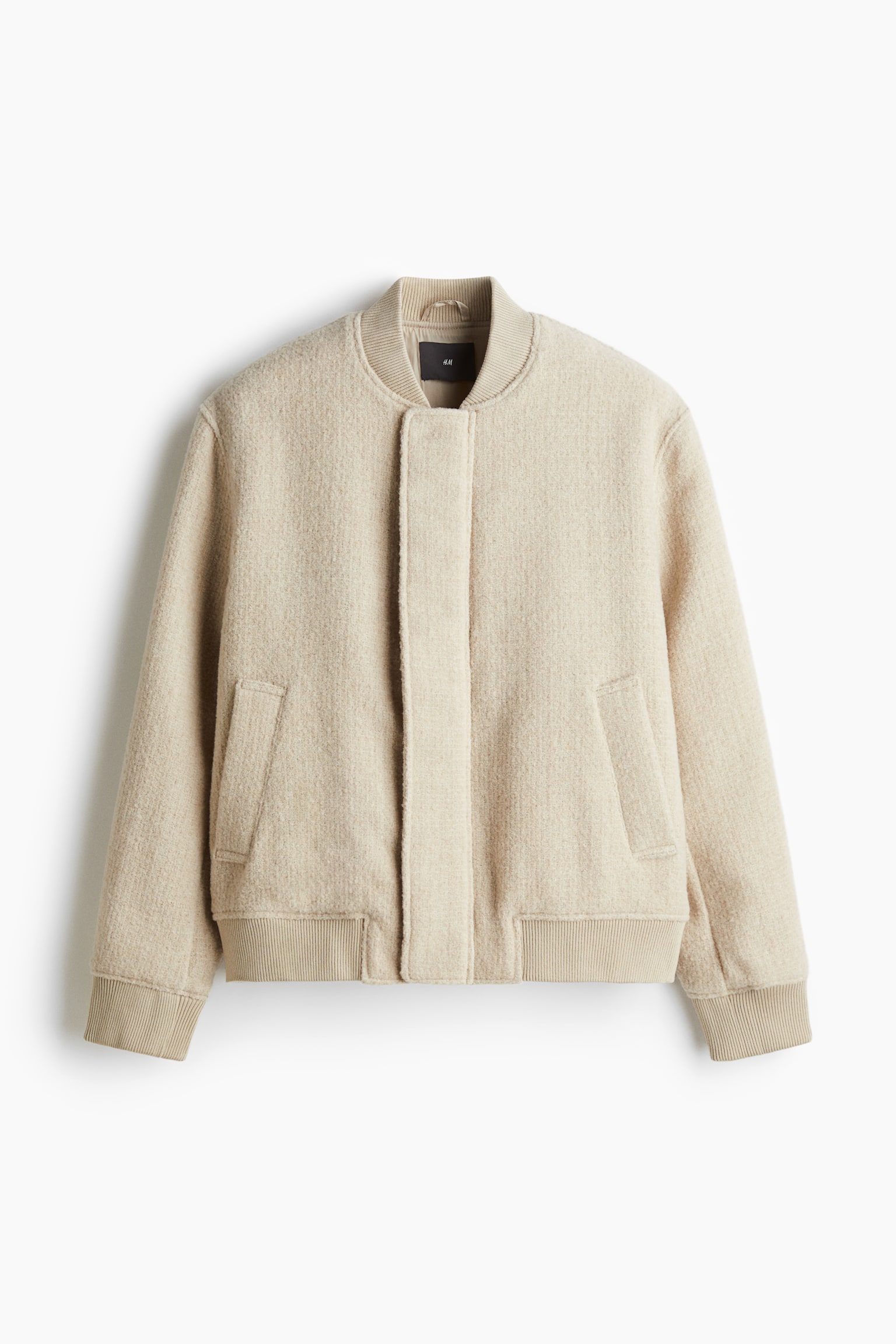 Regular Fit Wool-blend bomber jacket - Beige/Black/Dark grey - 2