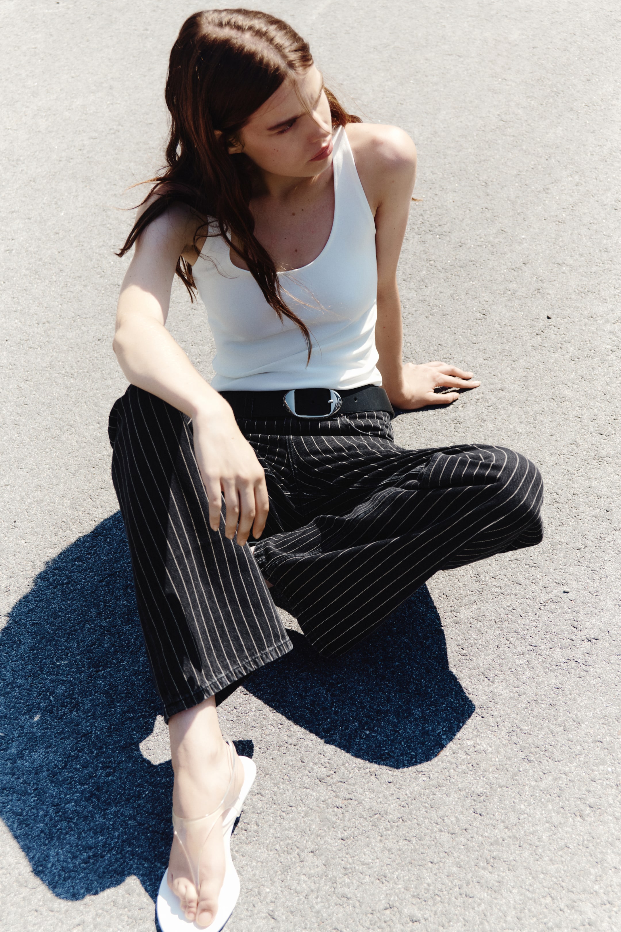View larger image: Wide High Waist Jeans - Black/Pinstriped - Ladies | H&M HK 1