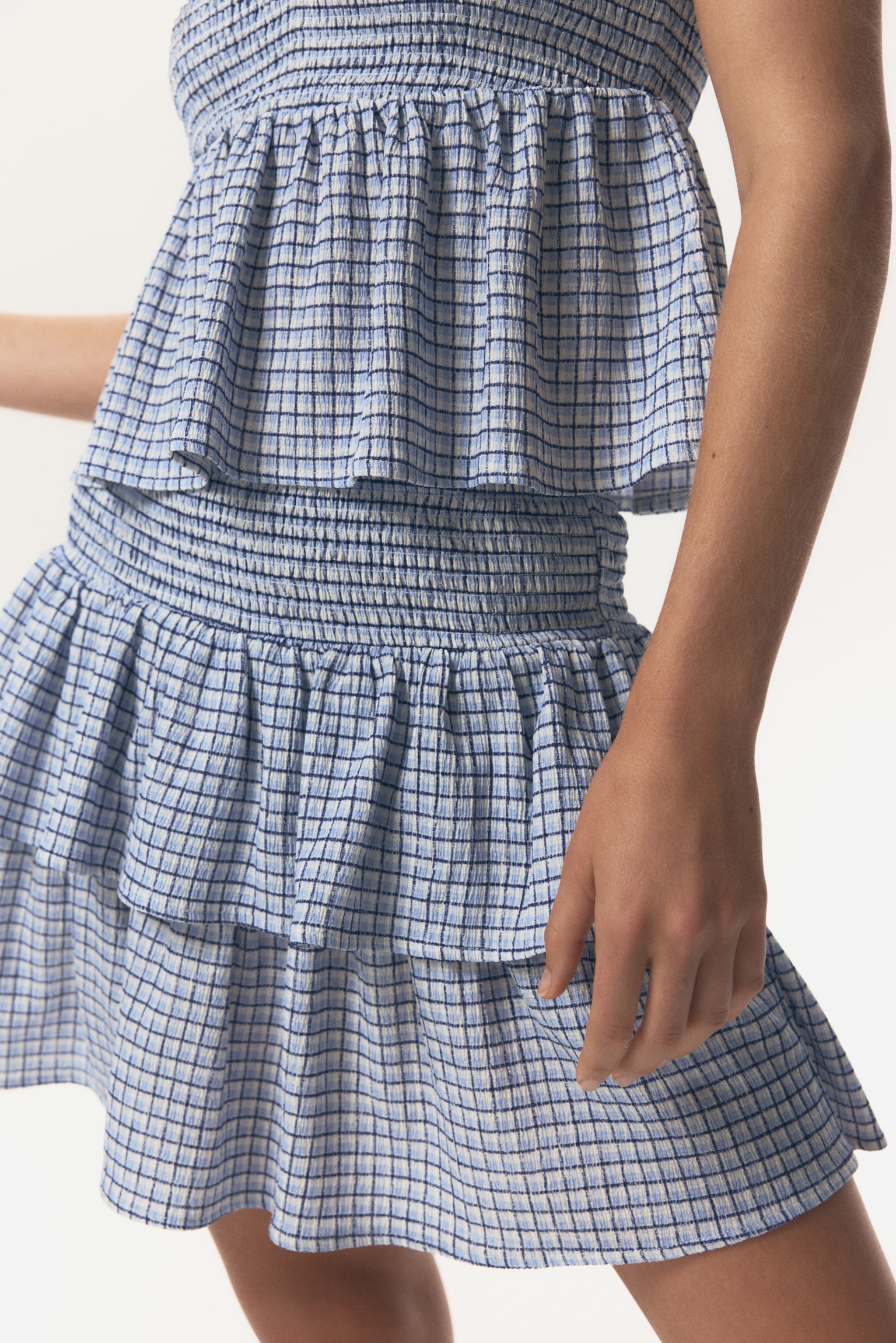 Tiered skort - Blue/Checked/Light yellow/Dark grey/Floral/White - 6