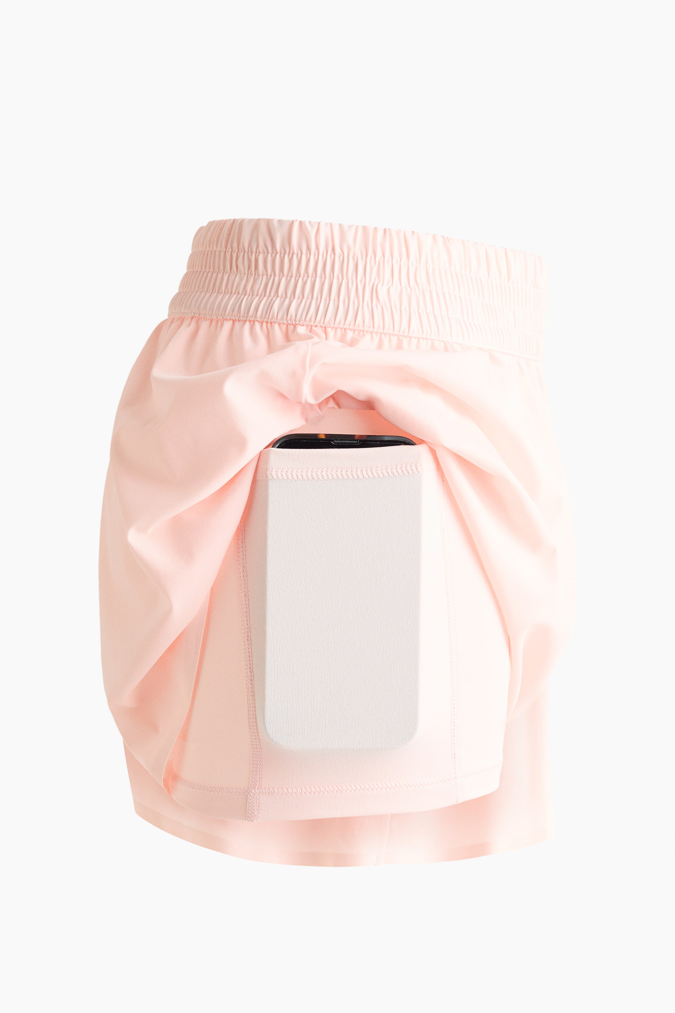 Layered Sports Shorts with Pocket