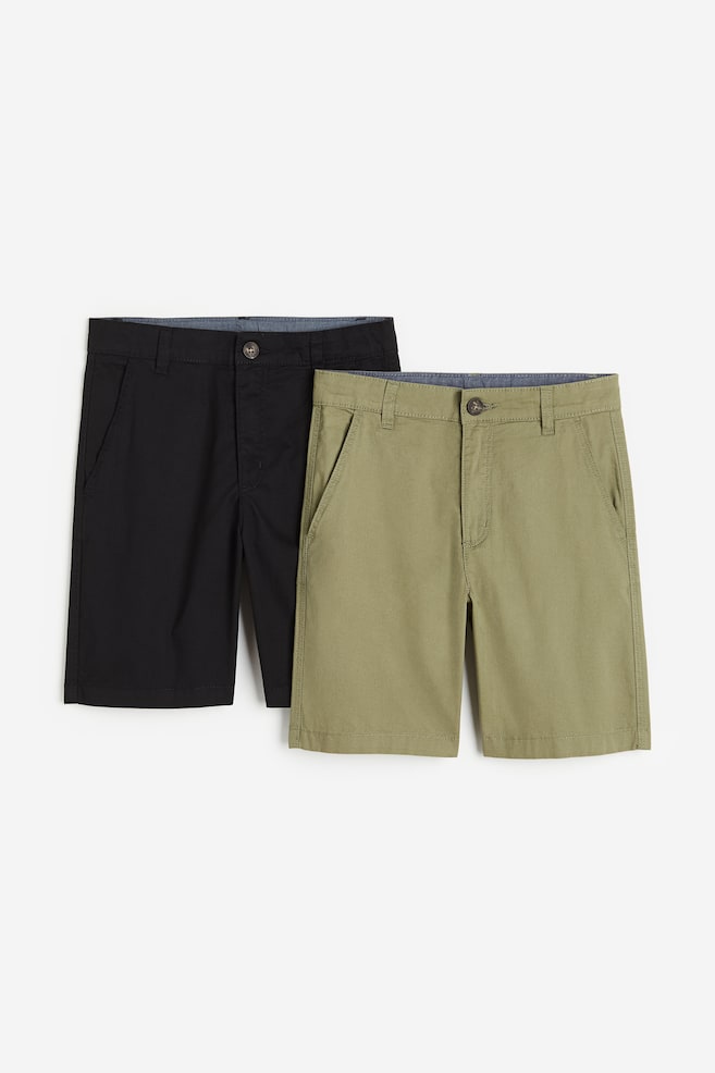 2-pack chino shorts - Black/Khaki green/Light beige/Blue - 1