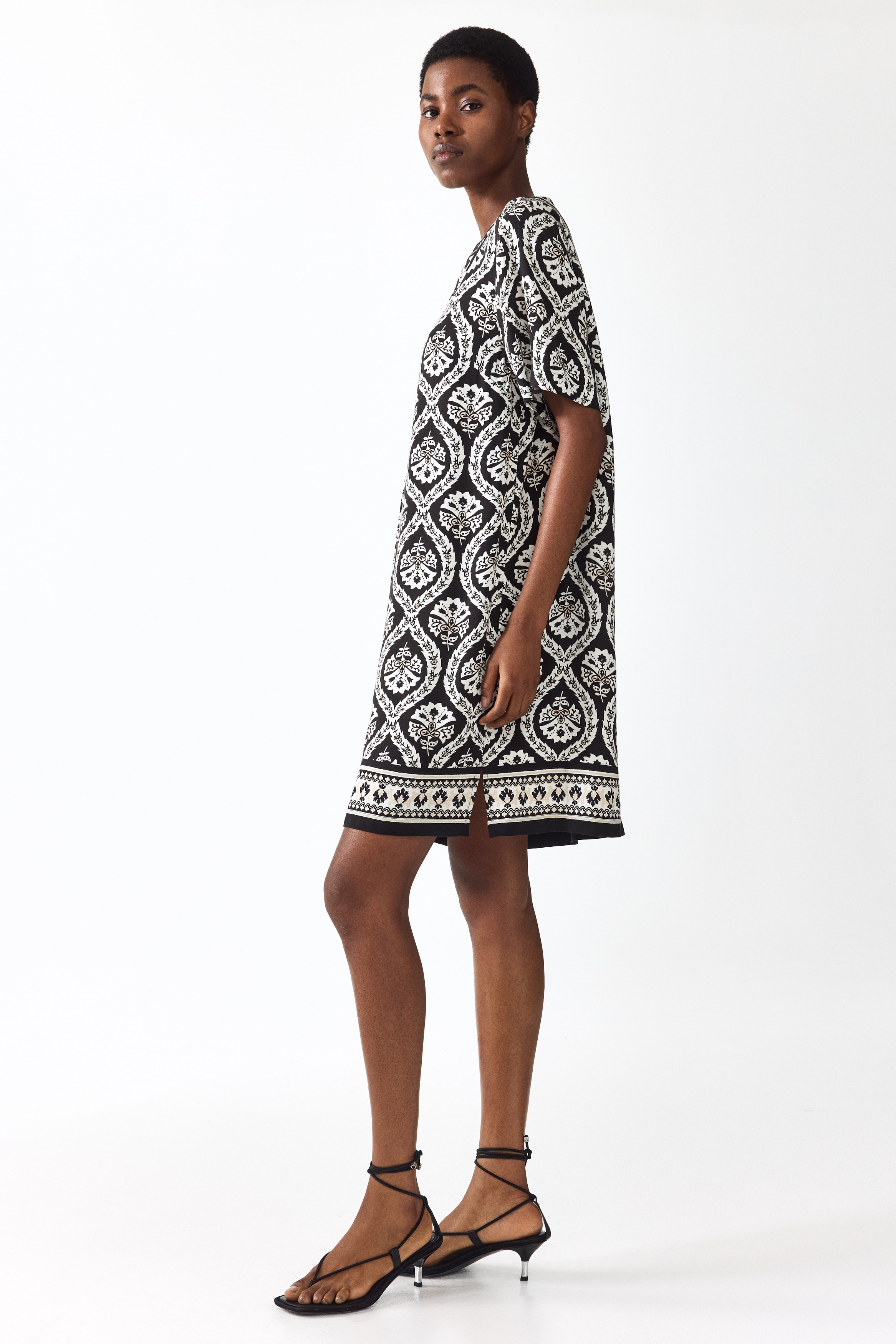h&m black tunic dress Doniella One-Shoulder Split Sequin Maxi Dress Black