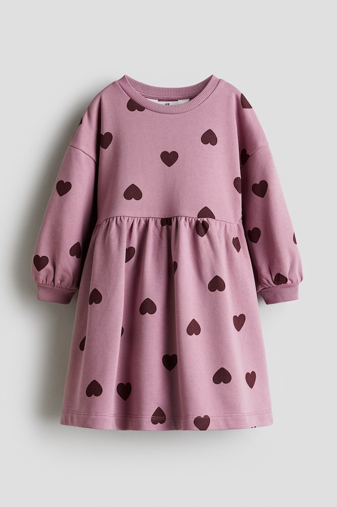 Robe oversize en molleton - Rose ancien/cœurs/Rose/Bleu/cœurs/Gris foncé/cœurs - 1
