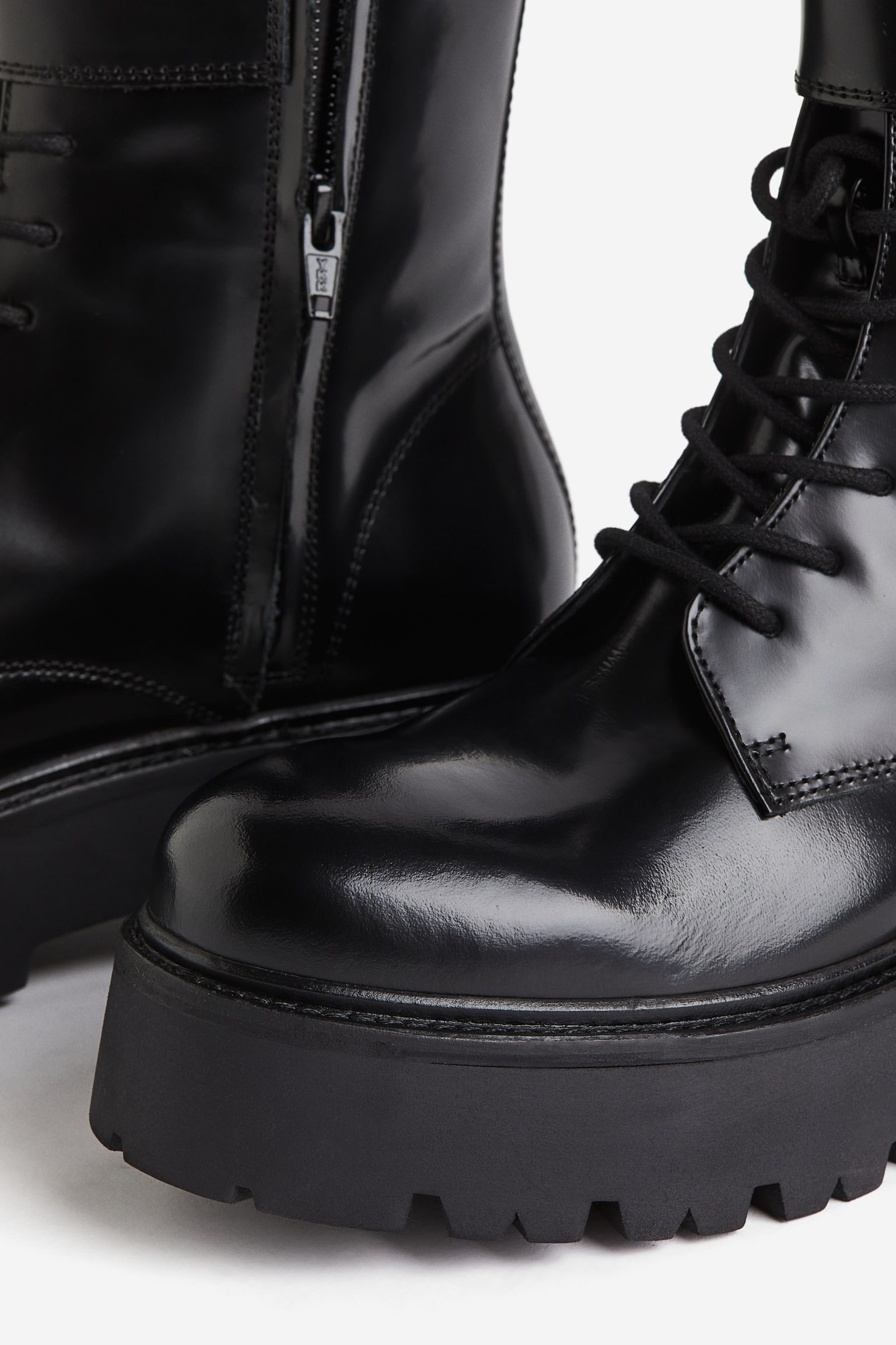 Lace-up leather boots - Black - 4