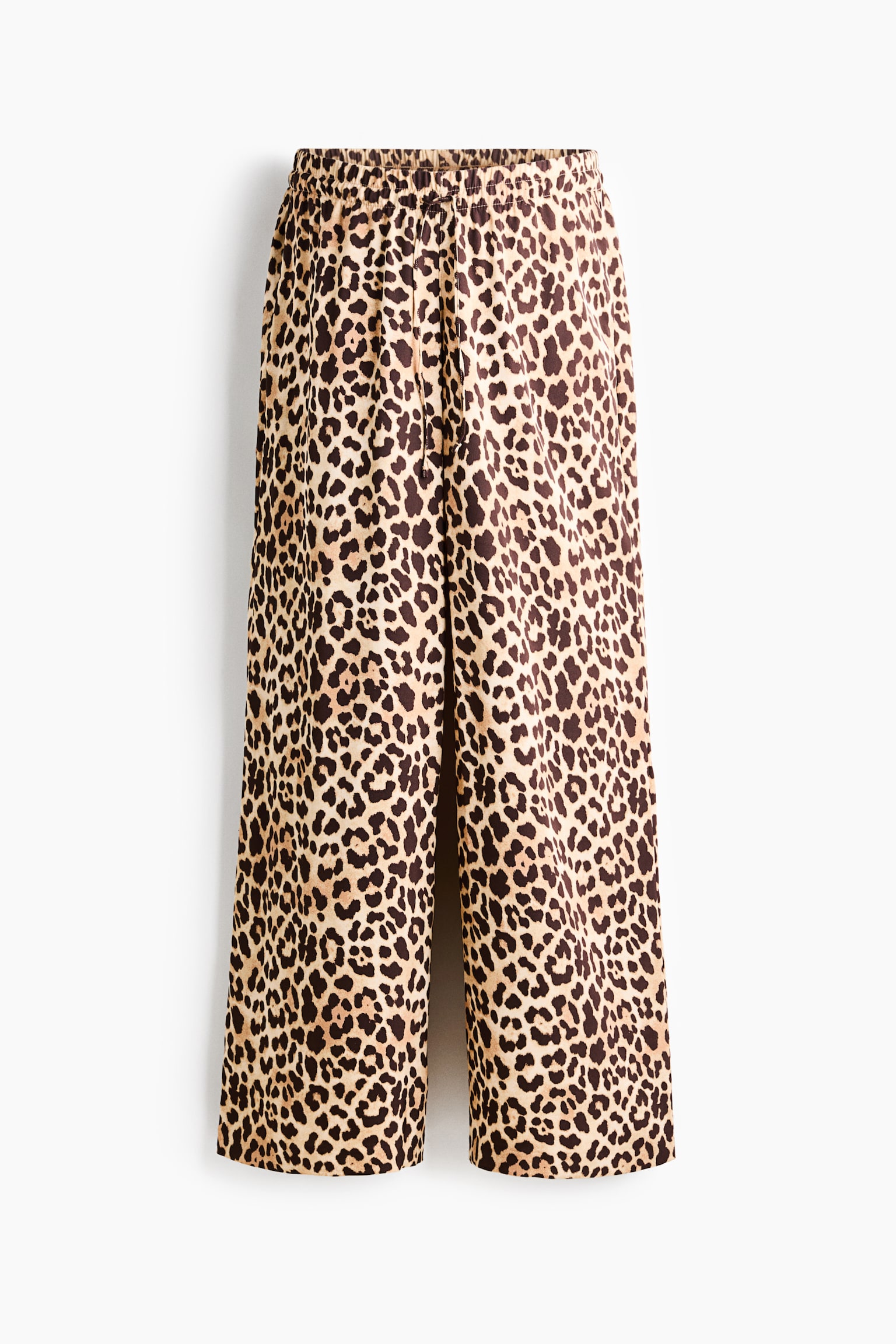 MAMA Široké kalhoty se stahovací šňůrkou - Béžová/leopardí potisk/Světle zelená khaki/Bleděmodrá/proužky - 1