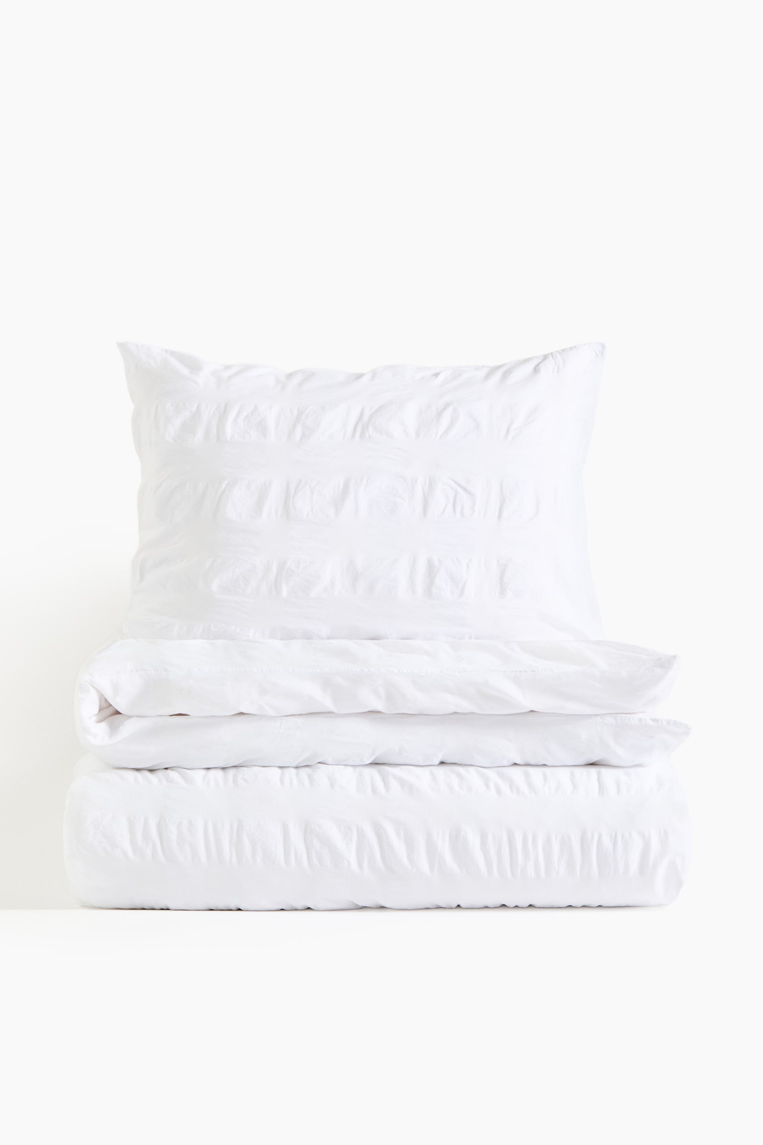 Parure de couette lit simple en coton - Blanc/Beige clair