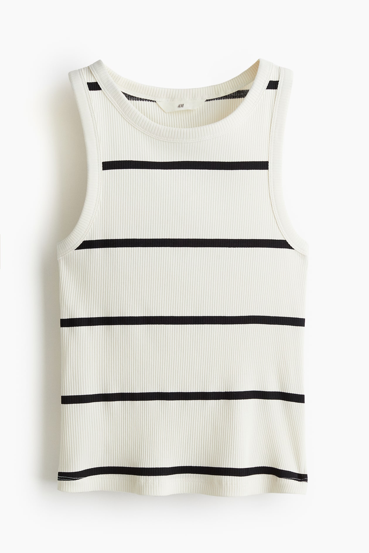 Women's White/striped Ribbed Tank Top | H&M CA