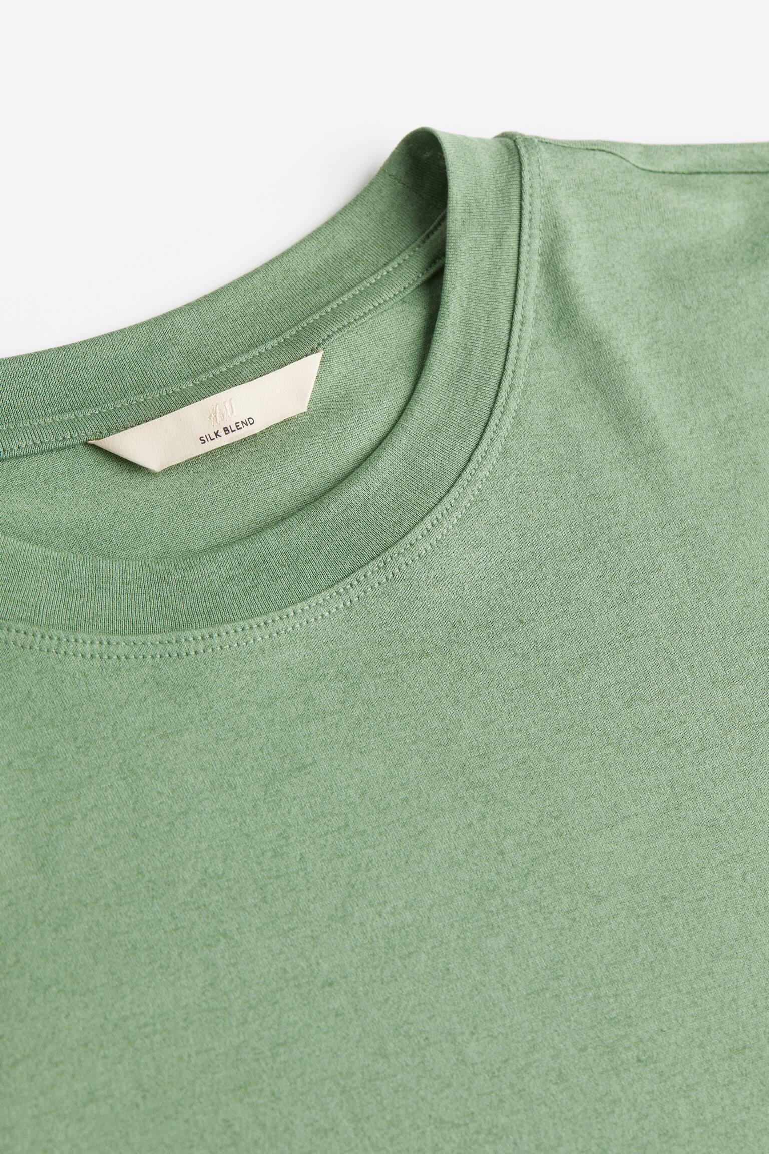 Silk-blend T-shirt - Dusky green/White/Lilac/Black - 2