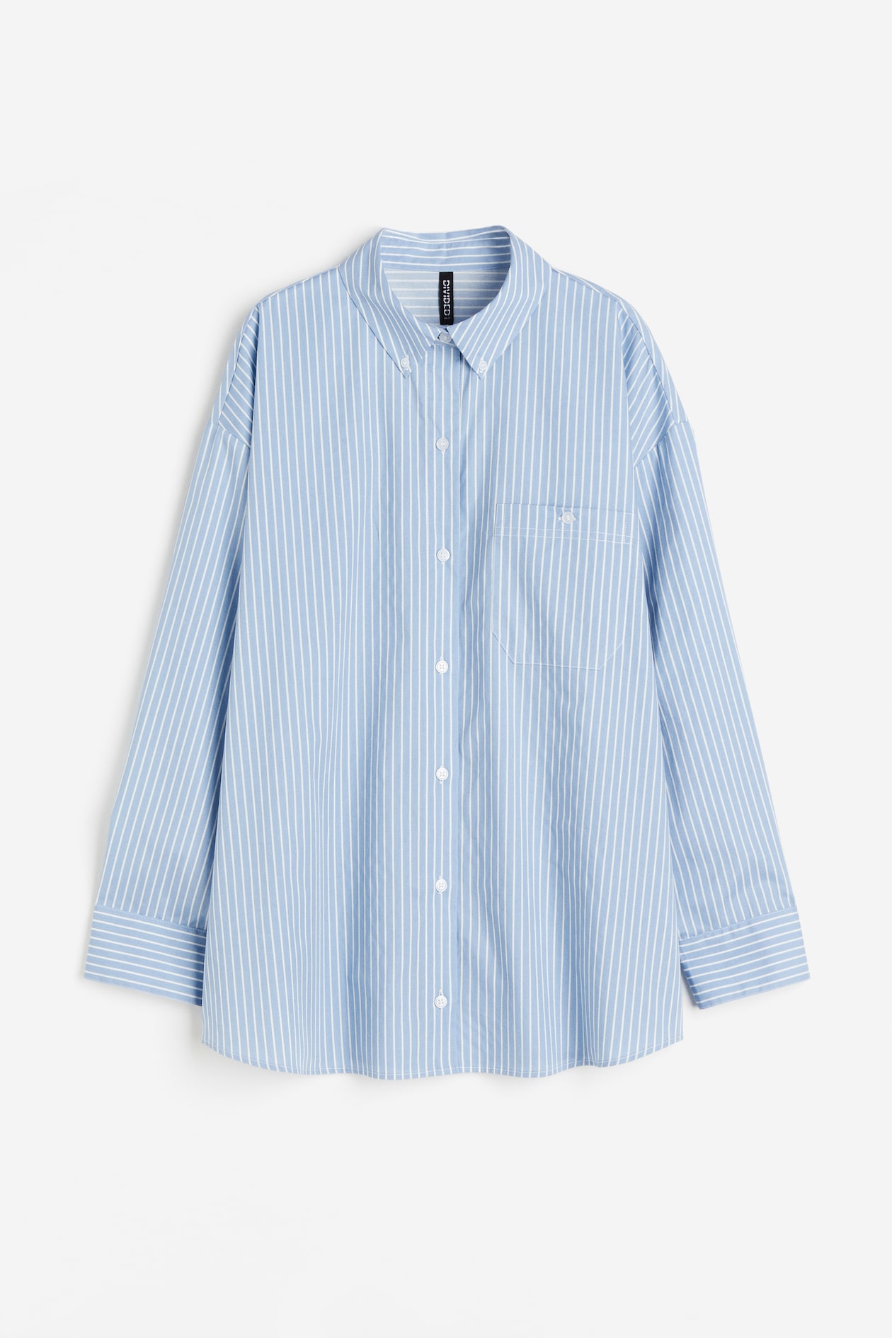 Oversized Poplin Shirt - Long sleeve - Long - Light blue/striped 