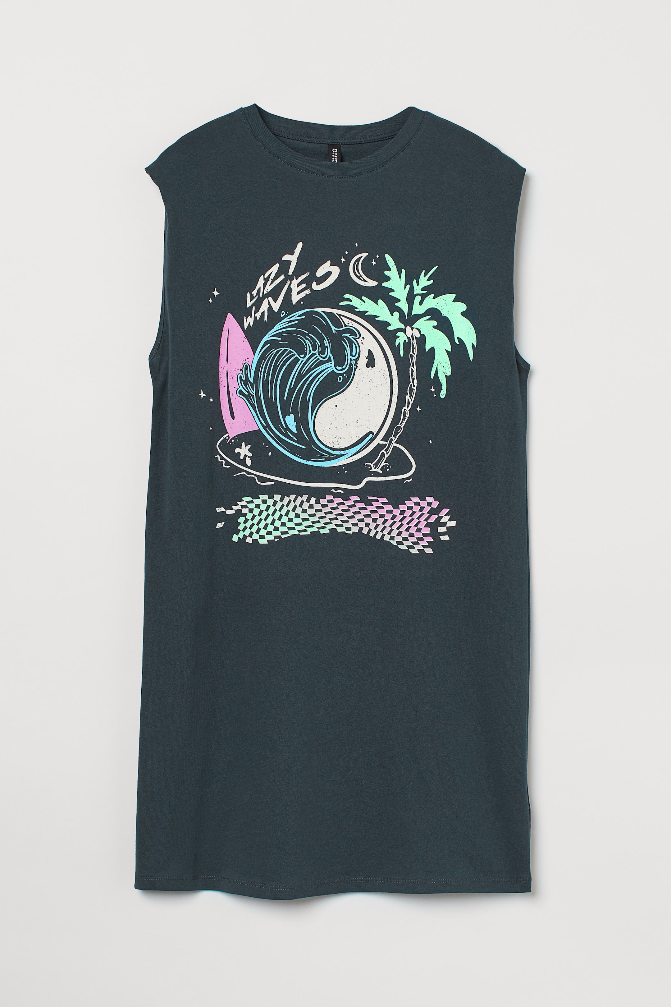 View larger image: T-shirt dress - Black/Lazy Waves - Ladies | H&M IN 1