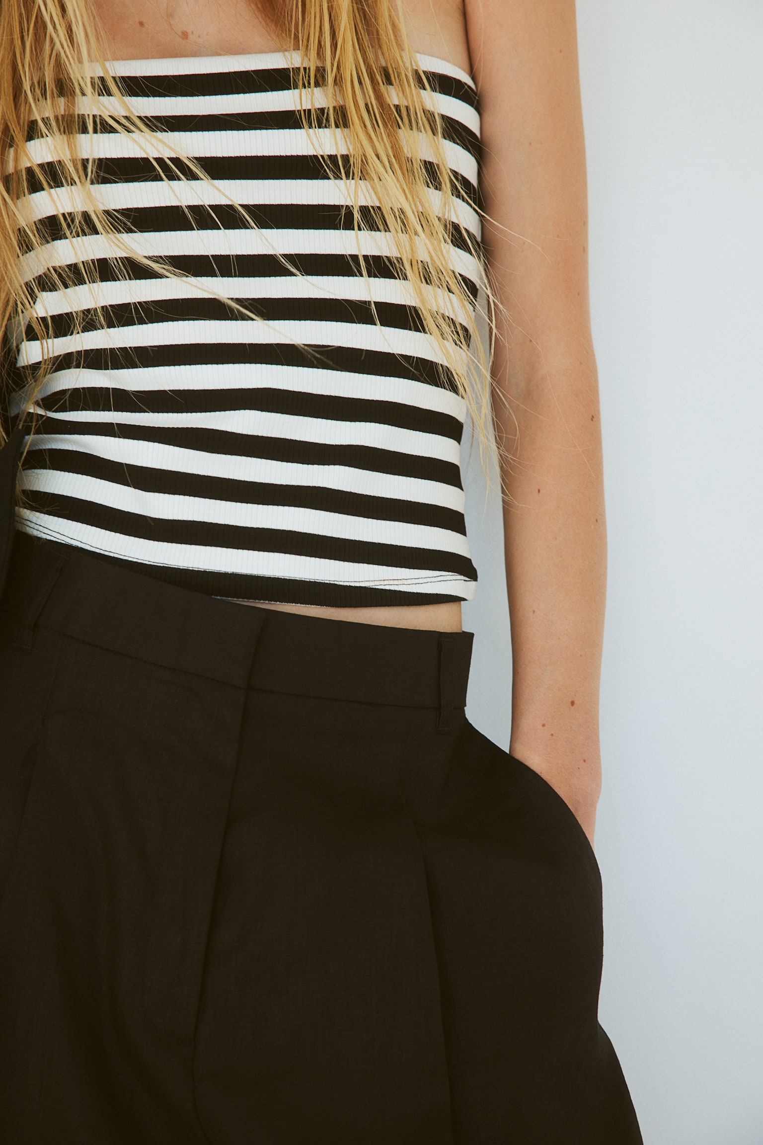 Tube top - Black/White striped/White - 6