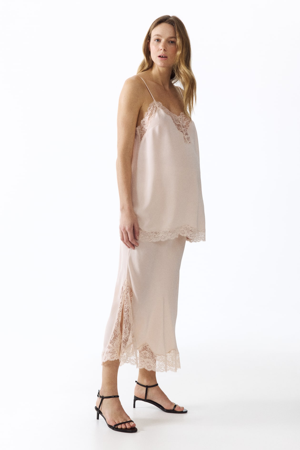MAMA Lace-Trimmed Viscose Skirt - image 2