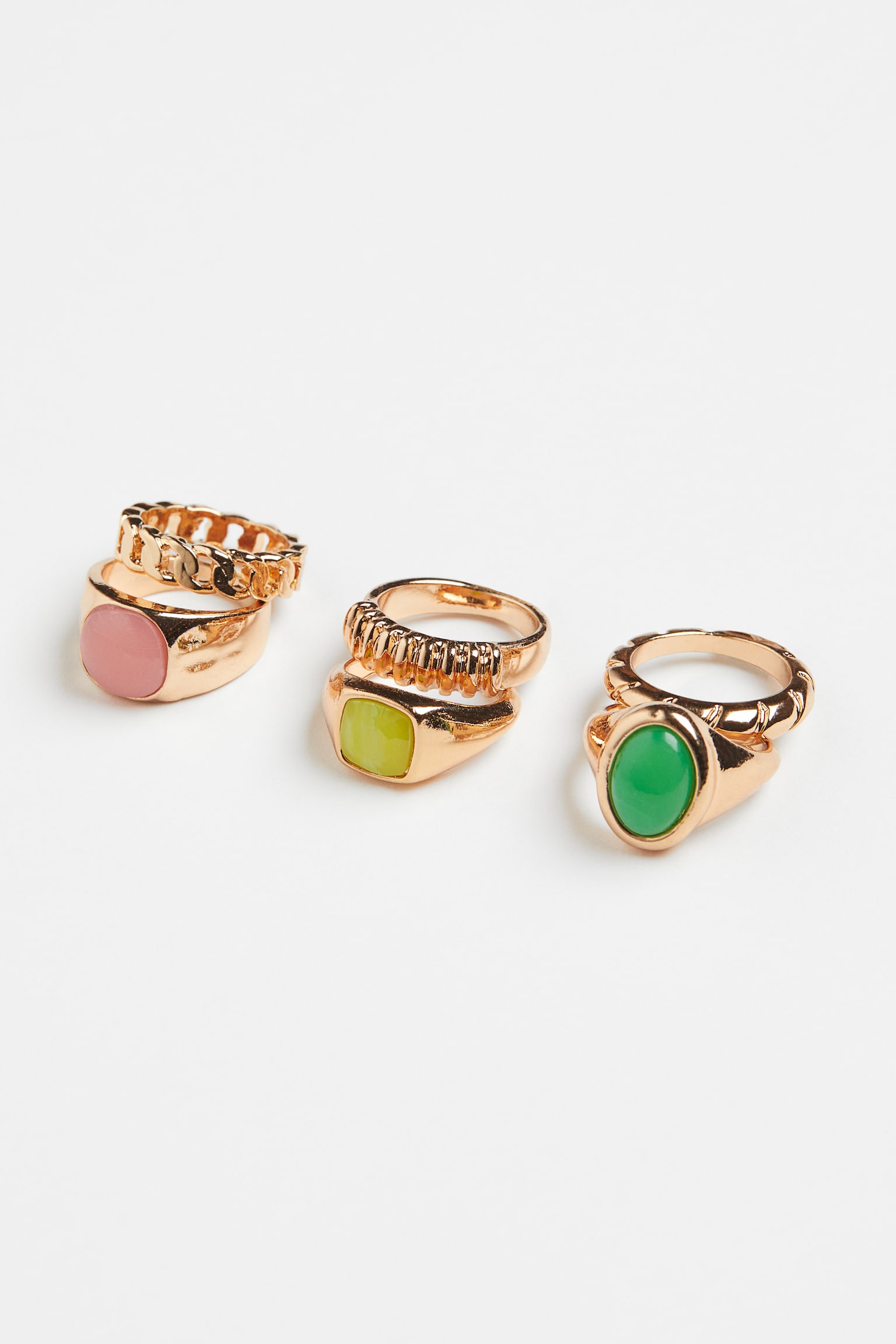 6-pack Rings - Gold colour/Green - 1