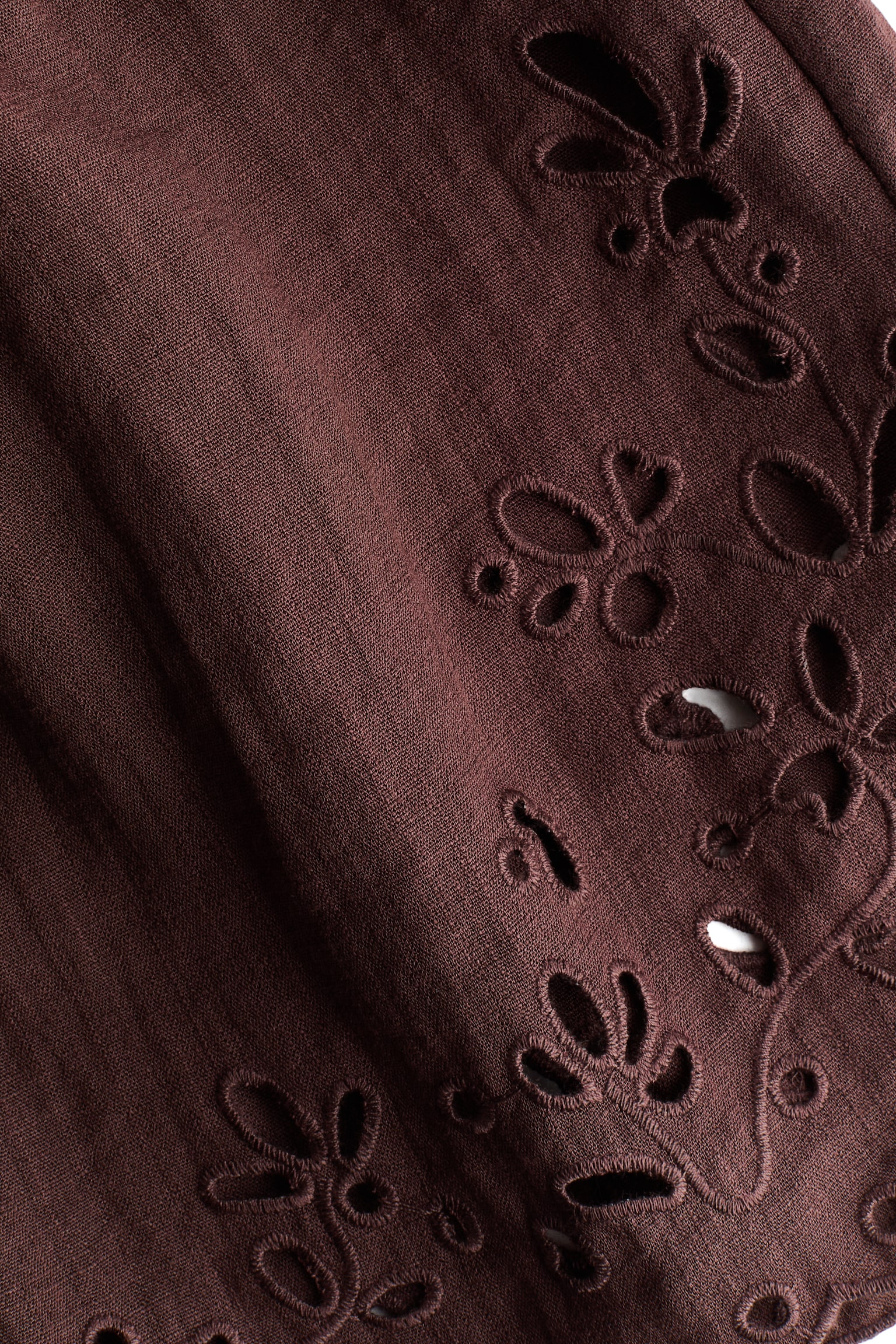 Шорти з ажурною вишивкою - Темно-коричневий - 4