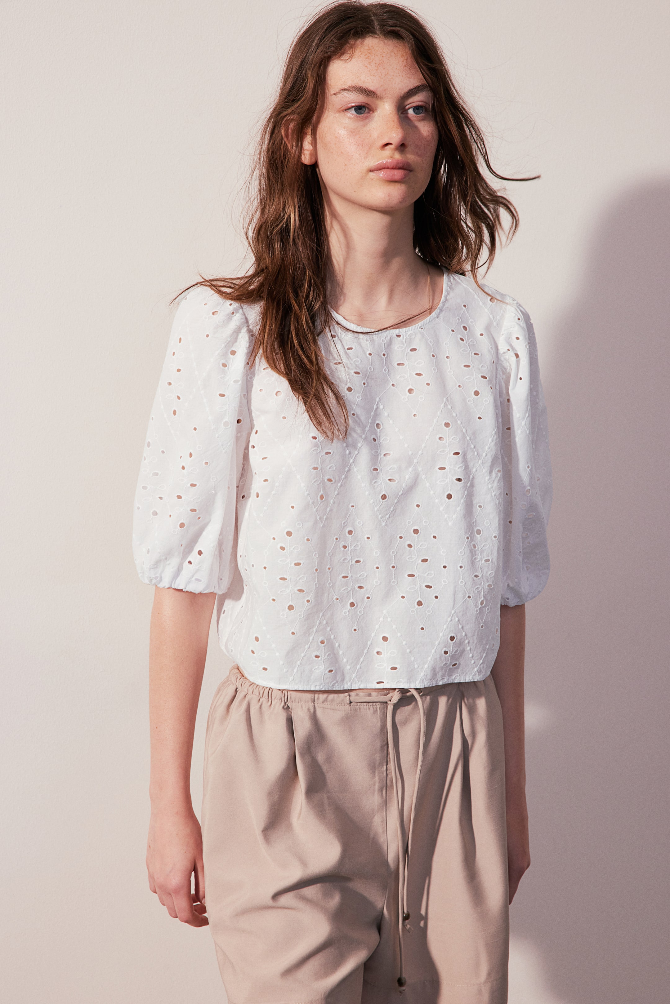 Blouse with Eyelet Embroidery