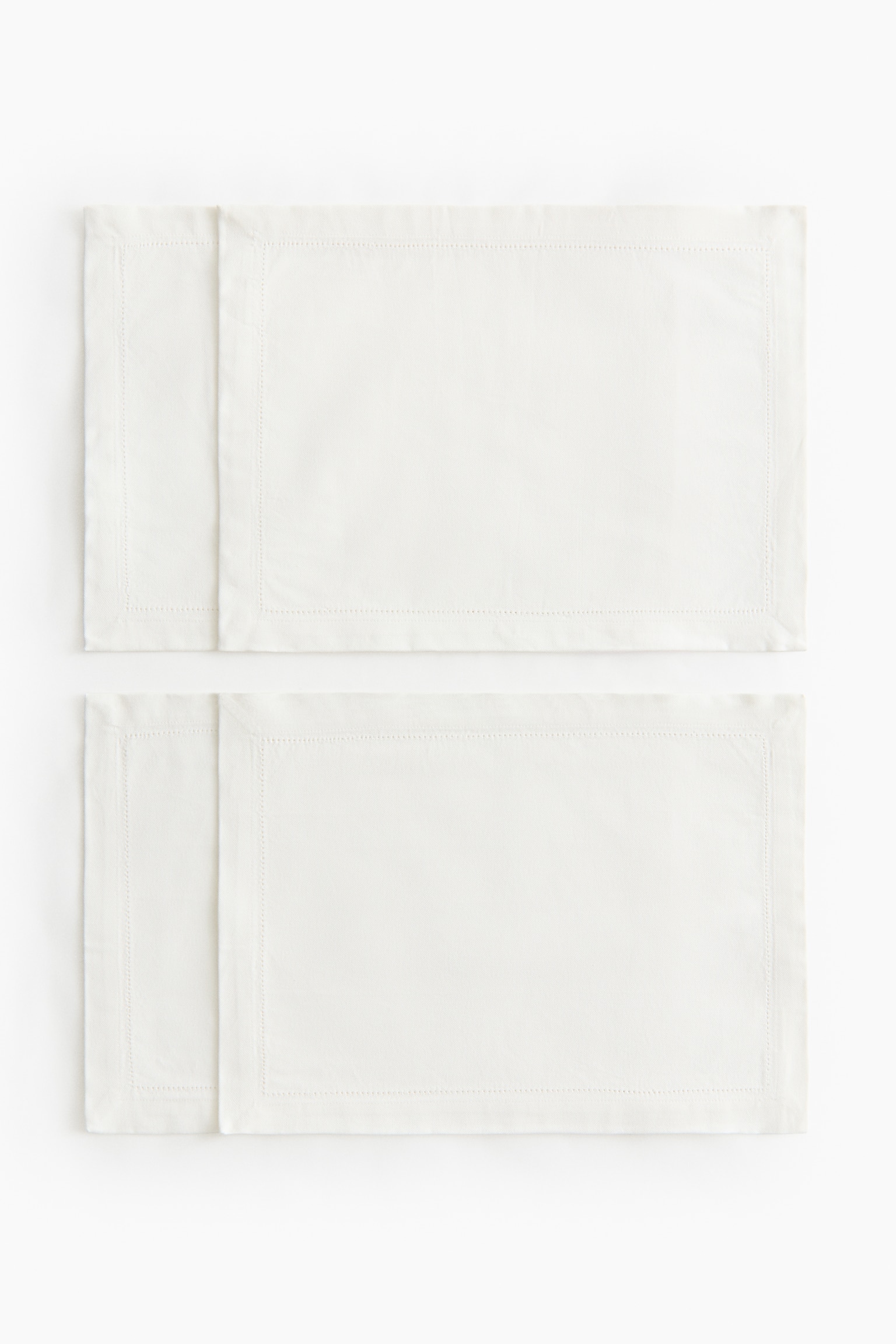 Lot de 4 sets de tables en coton - Blanc/Beige clair