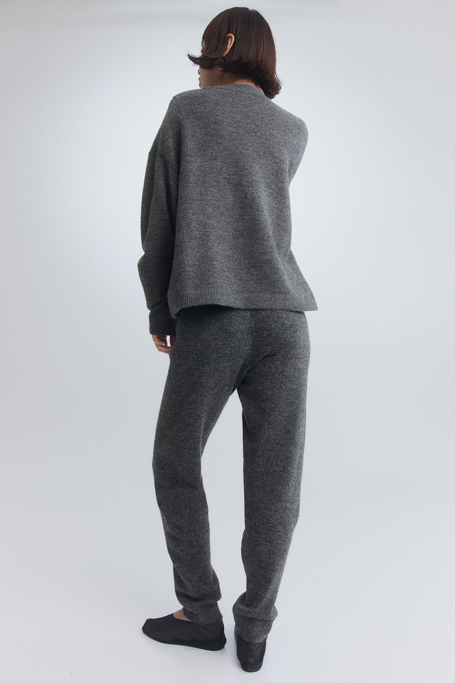 MAMA Before & After Knitted joggers - Dark grey marl/Light beige marl - 6