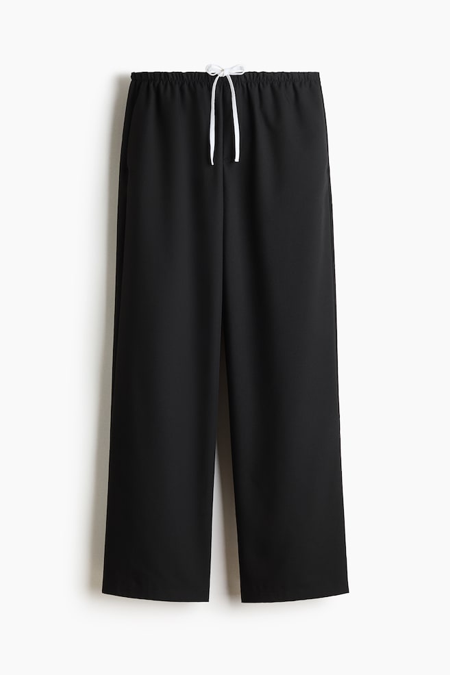 Double-waistband drawstring trousers - Black/Blue/Checked - 1