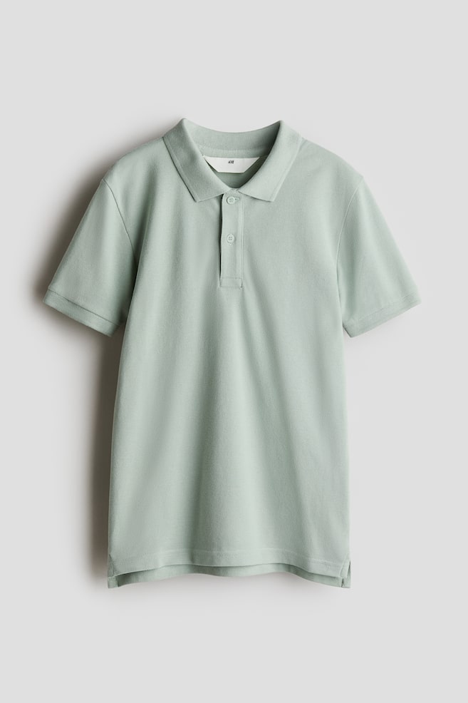 Polo en piqué de coton - Vert ancien clair/Bleu clair/Blanc/Blanc - 1