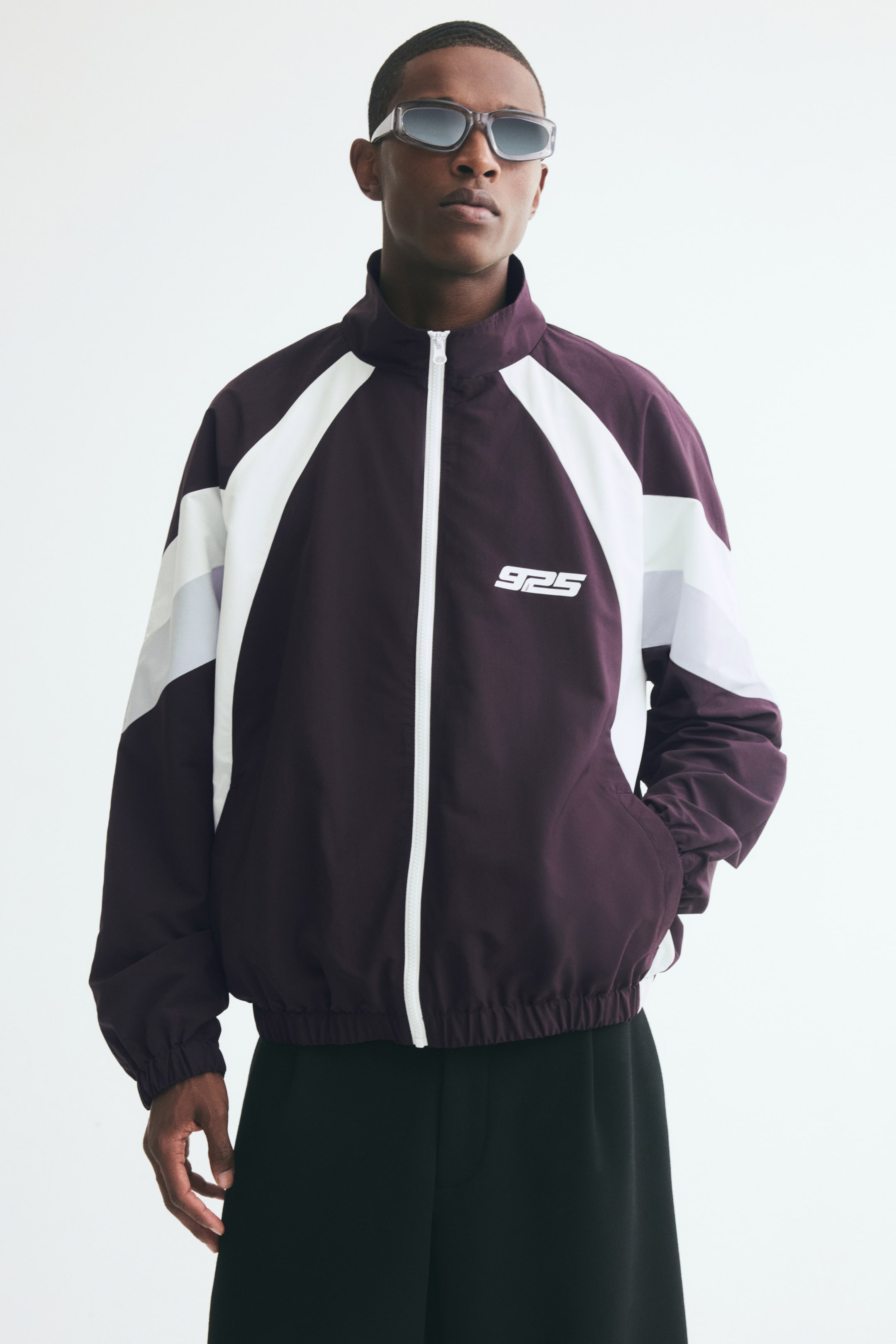 View larger image: Colour-blocked track jacket - Dark plum purple/Colour block - Men | H&M 1