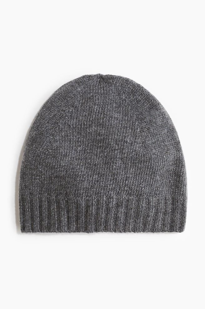 Knitted beanie - Dark grey marl - 1