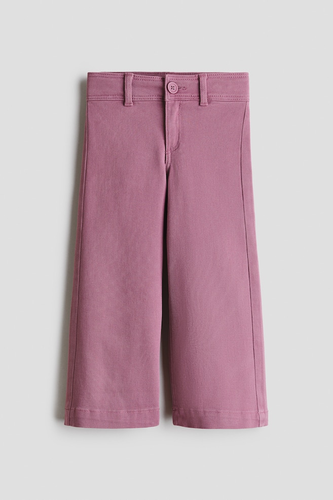 Weite Twillhose - Mattlila/Schwarz/Hellbeige/Geblümt/Braun/Schleifen - 1