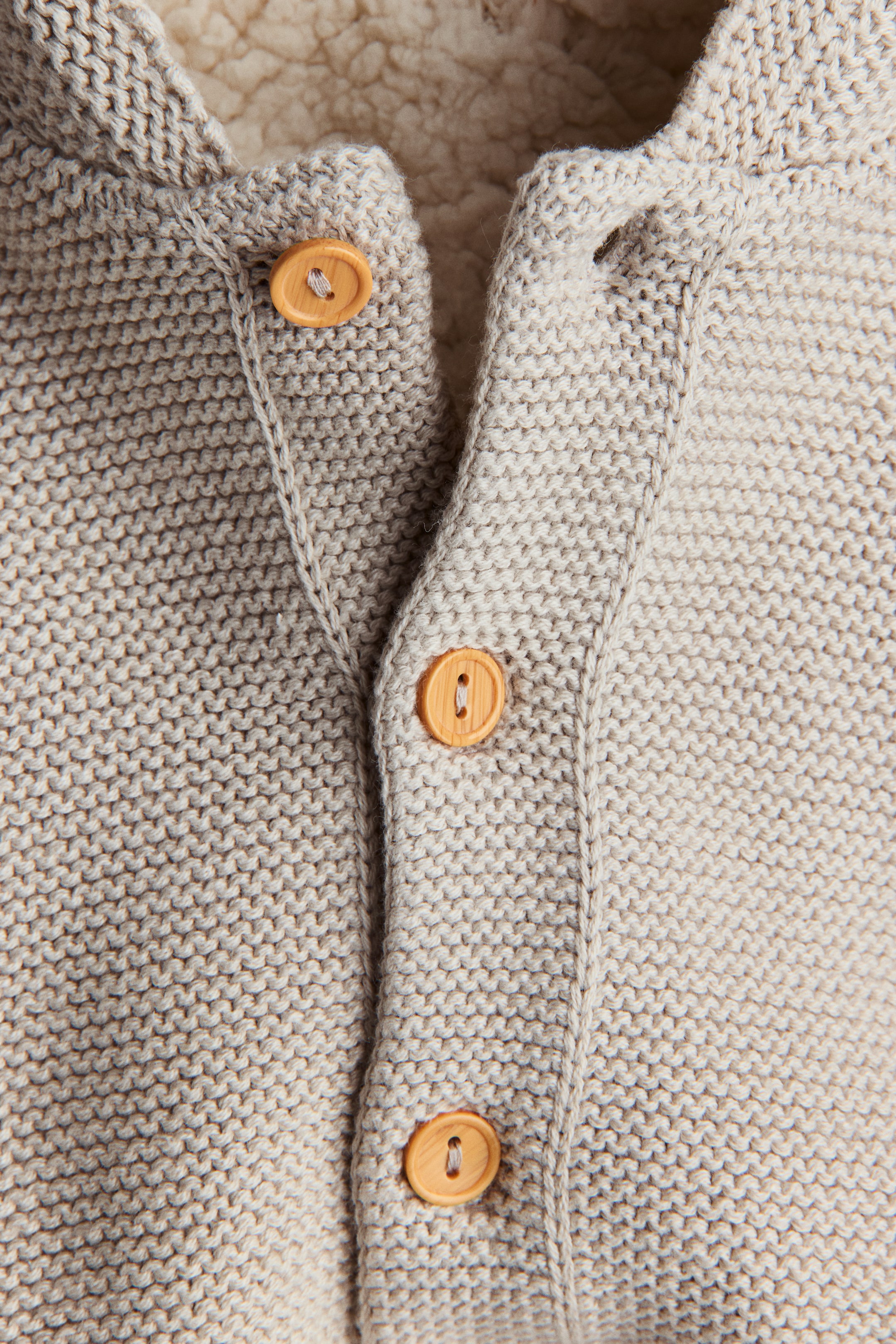 Teddy-Fleece-Lined Hooded Cardigan