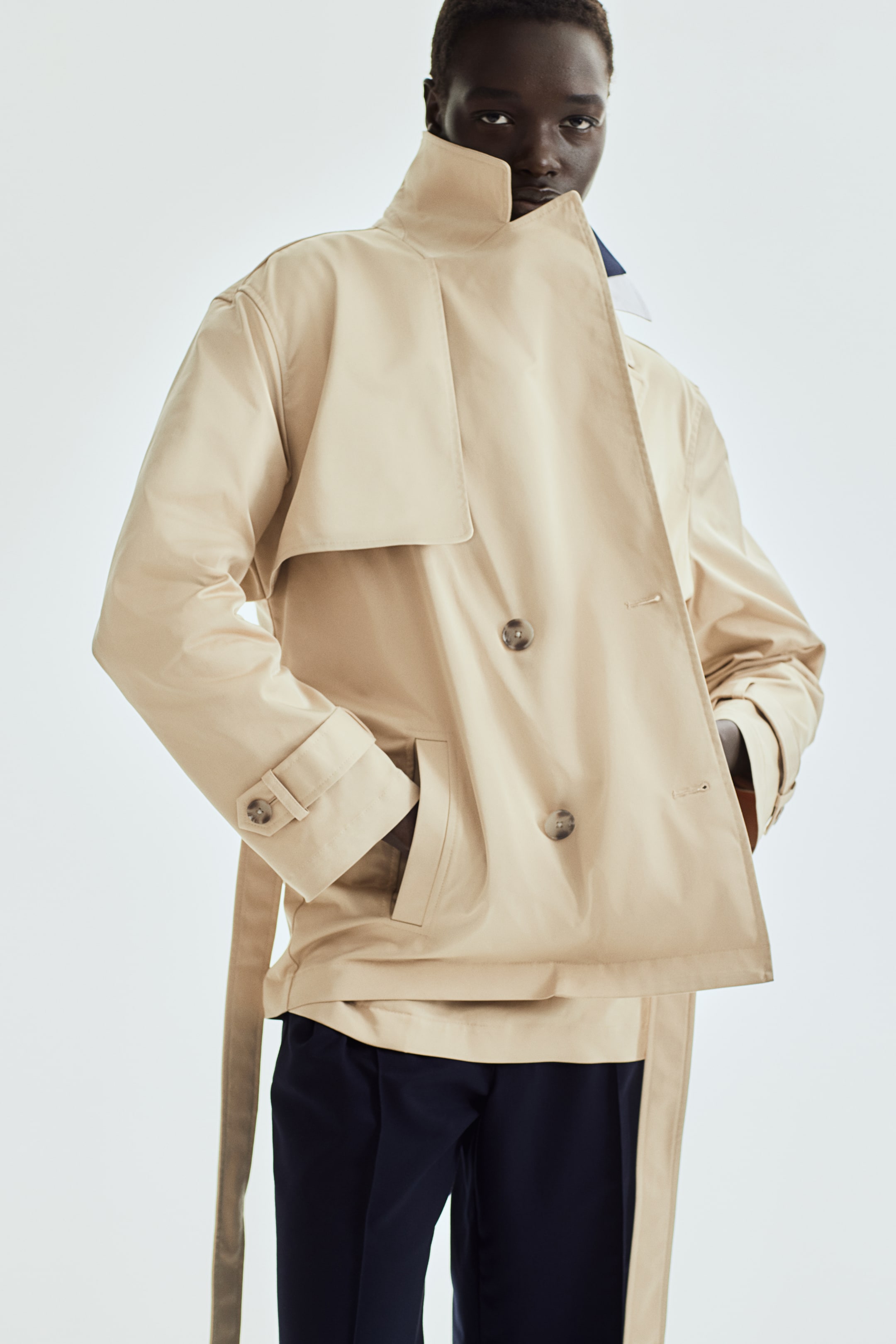 Short Twill Trench Coat