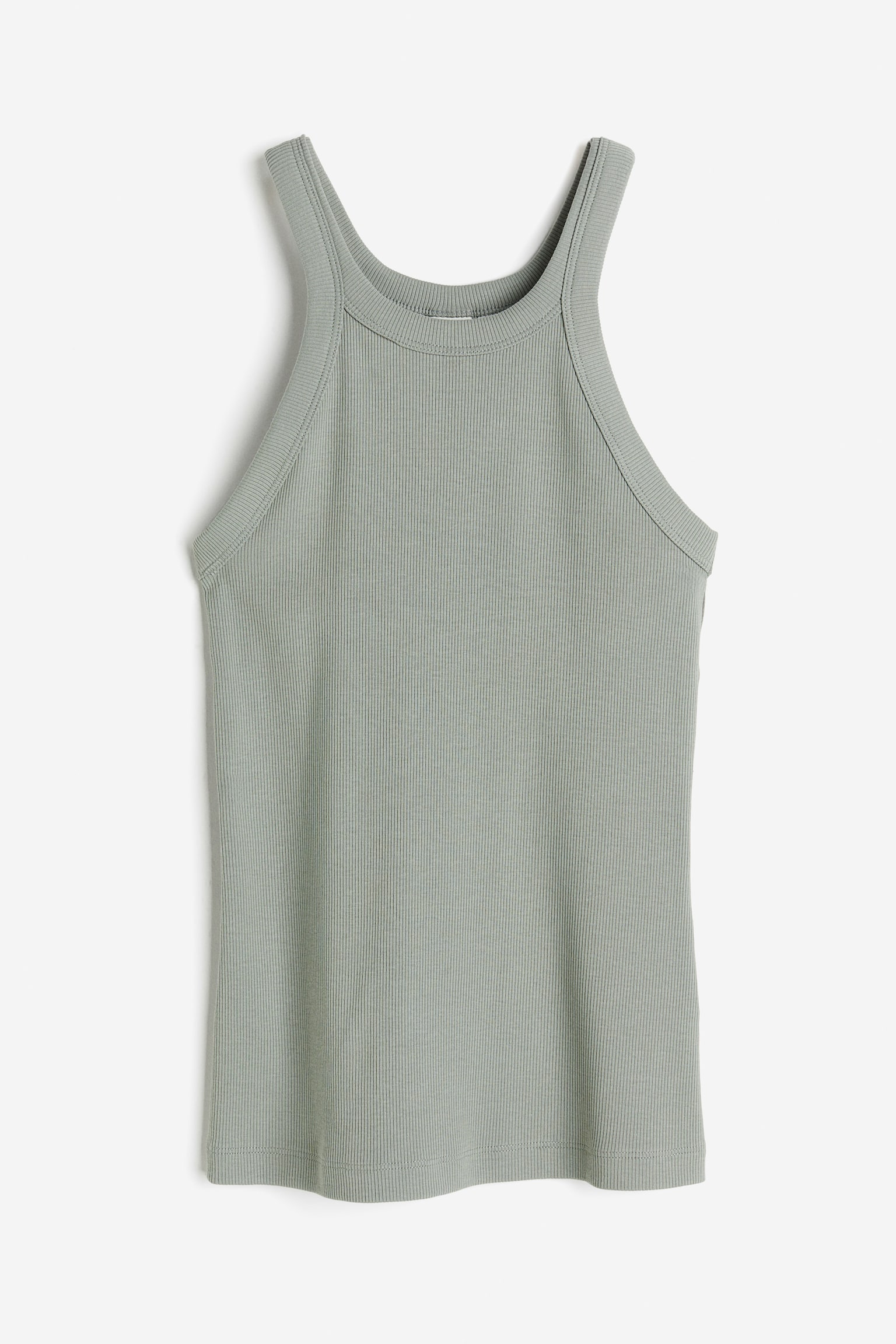 Ribbed Tank - Sage green/Black/White/Dark grey/Light beige/White/Light blue stripe/Light grey marle/Black/White stripe/Brown/Dusty blue/Beige/Powder pink - 2