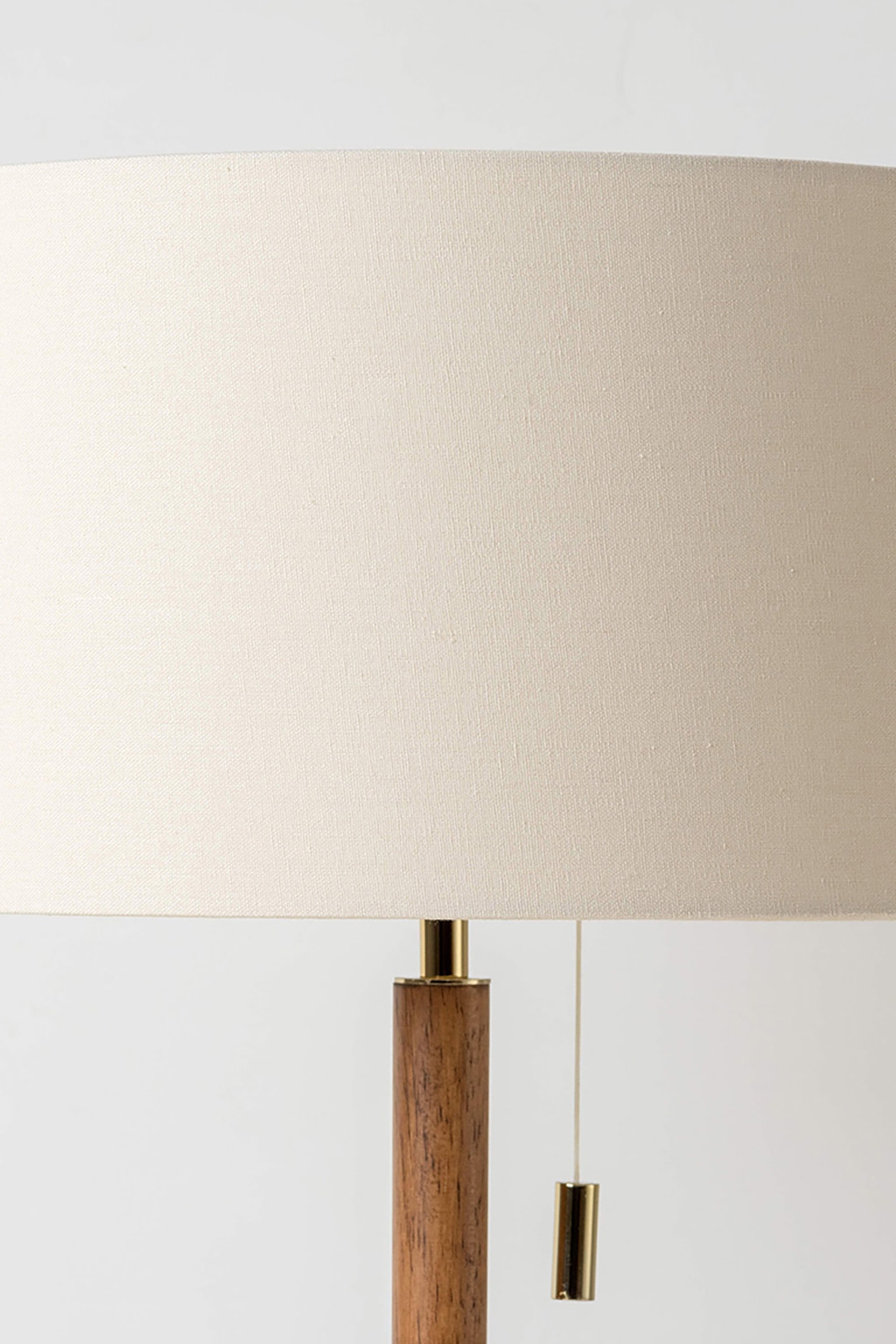 Wooden And Brass Disk Table Lamp - Brass and Wood - 6