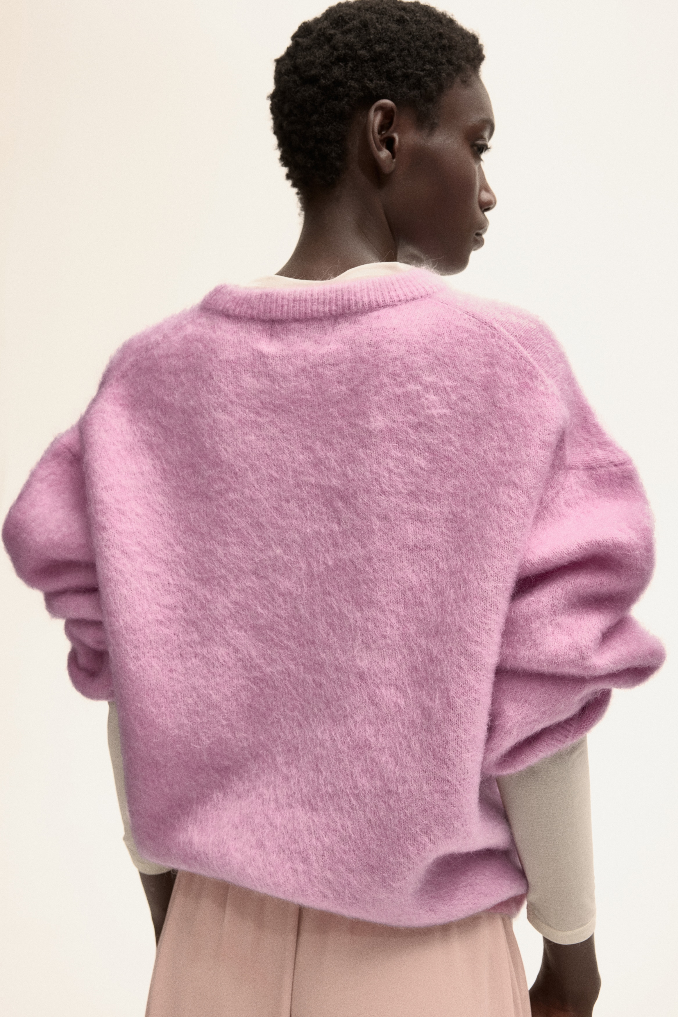モヘアブレンド オーバーサイズセーター - ピンク - レディース モヘアブレンド オーバーサイズセーター - ピンク - レディース