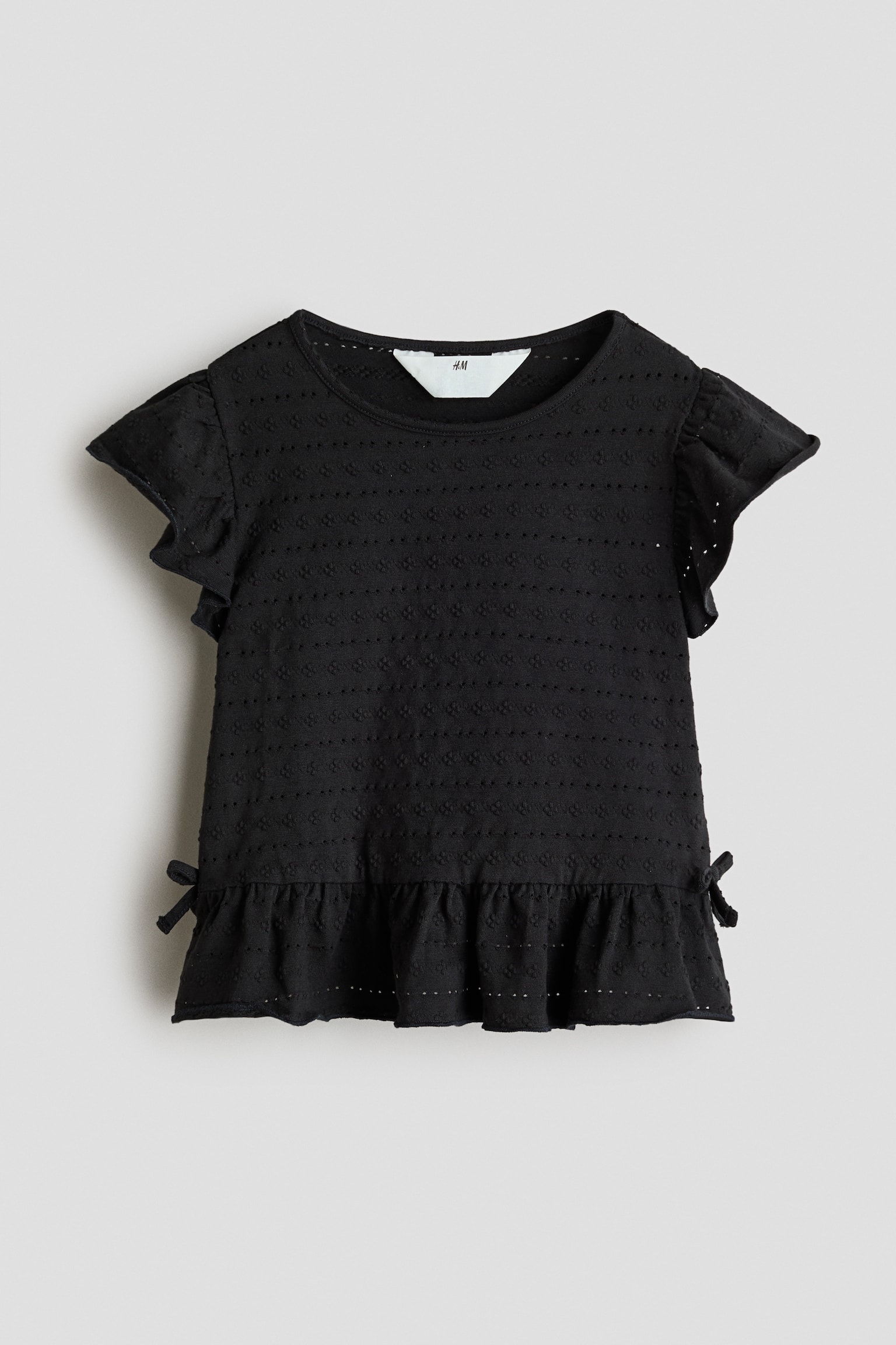 Jerseyshirt mit Struktur - Schwarz/Cremefarben/Pfirsichrosa - 1